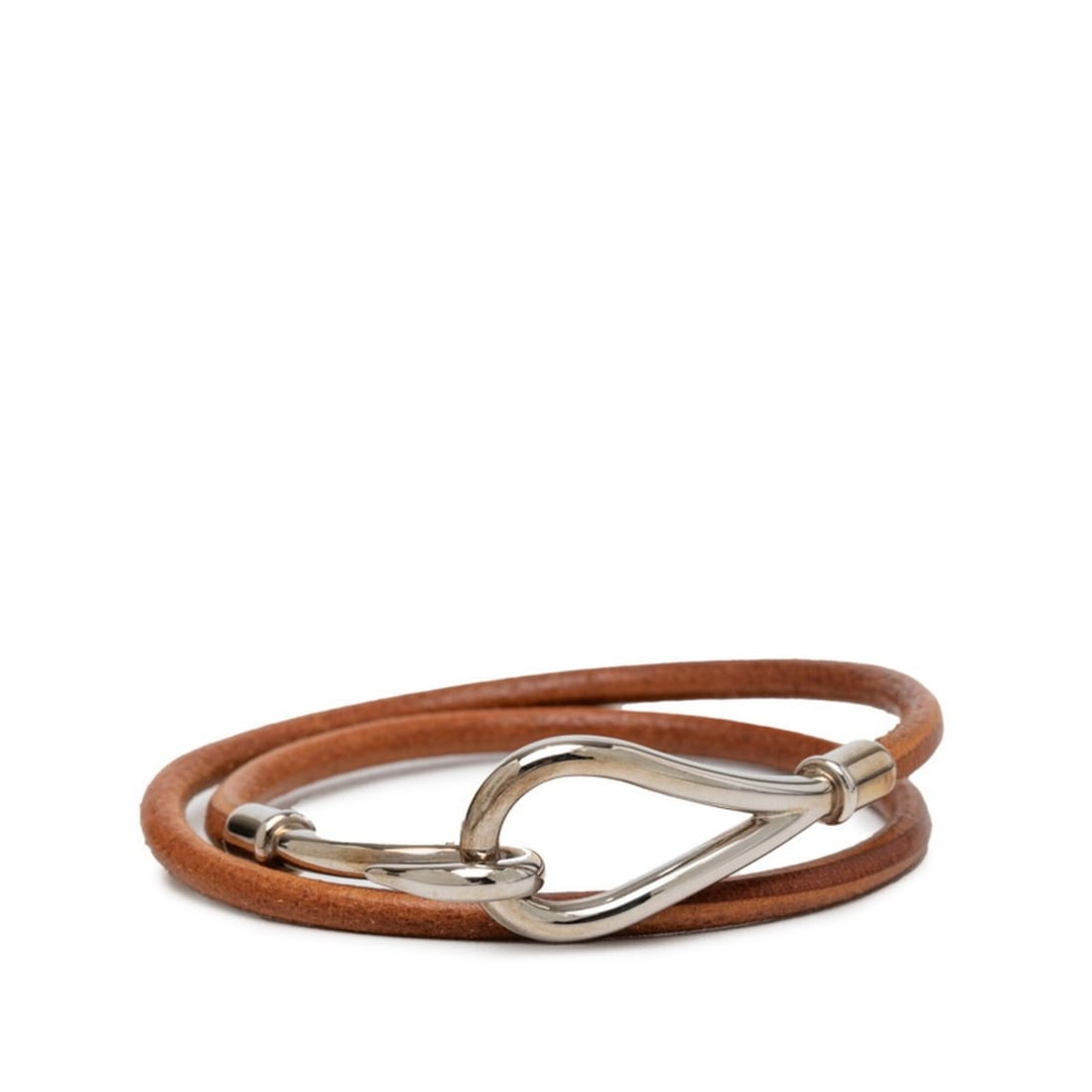 Hermes Jumbo Bracelet, Double Strand Choker, Silver and Brown Metal Leather, Women's HERMES: --- Catalog ---Category: SizeLength: 16cm / 6.29''Category: DesignType: Charm braceletColor: Brown, SilverGender: WomenMaterial: Leather, MetalCategory: GeneralBrand: Hermes--- Item List ---Section: C