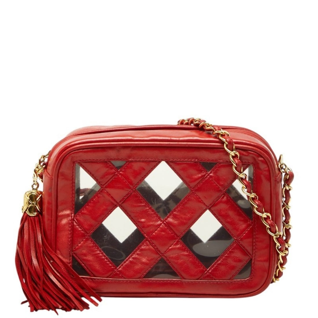 Chanel Coco Mark Chain Shoulder Bag with Tassel, Red Lambskin, Vinyl, Women's CHANEL: --- Catalog ---Category: SizeSize (HxWxD): 13.5cm x 18cm x 7cm / 5.31'' x 7.08'' x 2.75''Category: DesignType: Shoulder bagColor: Red colorGender: WomenMaterial: Vinyl , Leather Category: GeneralBrand