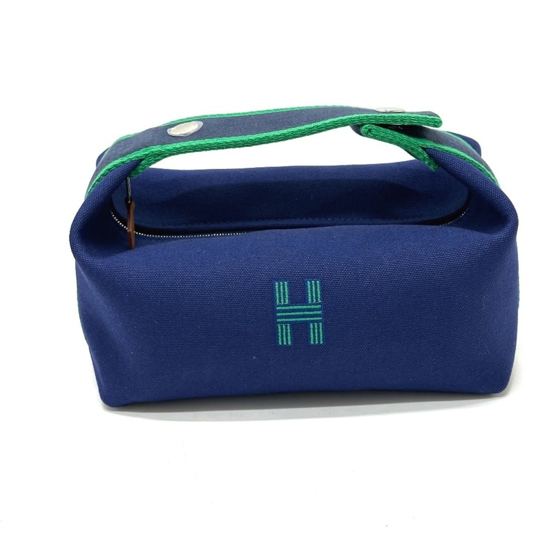 HERMES Bride-à-Blac PM Vanity Handbag, Cotton, Men's, Blue: --- Catalog ---Category: SizeSize (HxWxD): 9.5cm x 21cm x 12.5cm / 3.74'' x 8.26'' x 4.92''Category: DesignType: HandbagColor: Black, BlueGender: MenMaterial: Cotton Category: GeneralBrand: HermesCoun