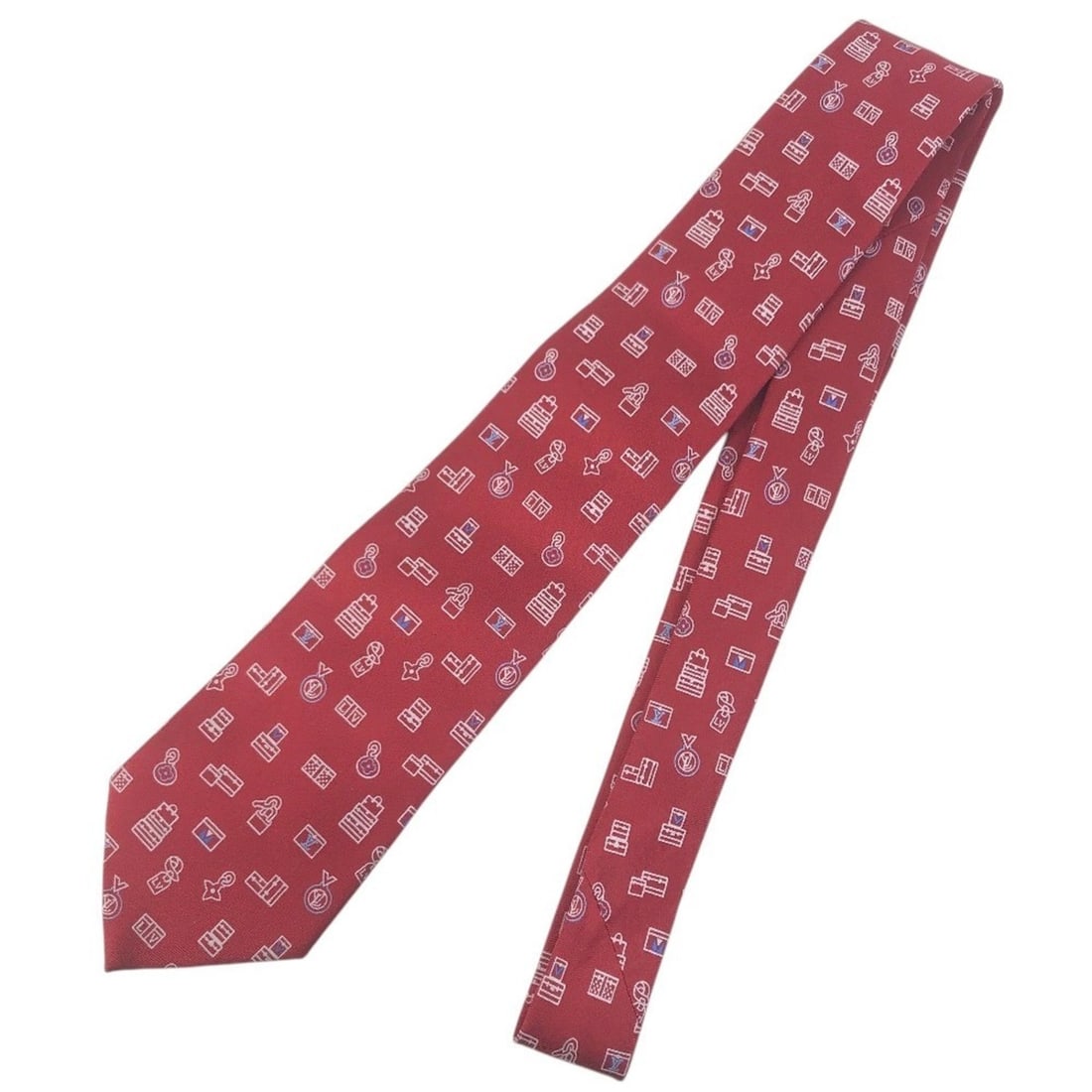 LOUIS VUITTON M71758 LV logo accessory tie, silk, men's, red: --- Catalog ---Category: SizeWidth: 8cm / 3.14''Total Length: 150cm / 59.05''Category: DesignType: CravatColor: Red colorGender: MenMaterial: Silk Category: GeneralMPN: M71758Brand: Louis