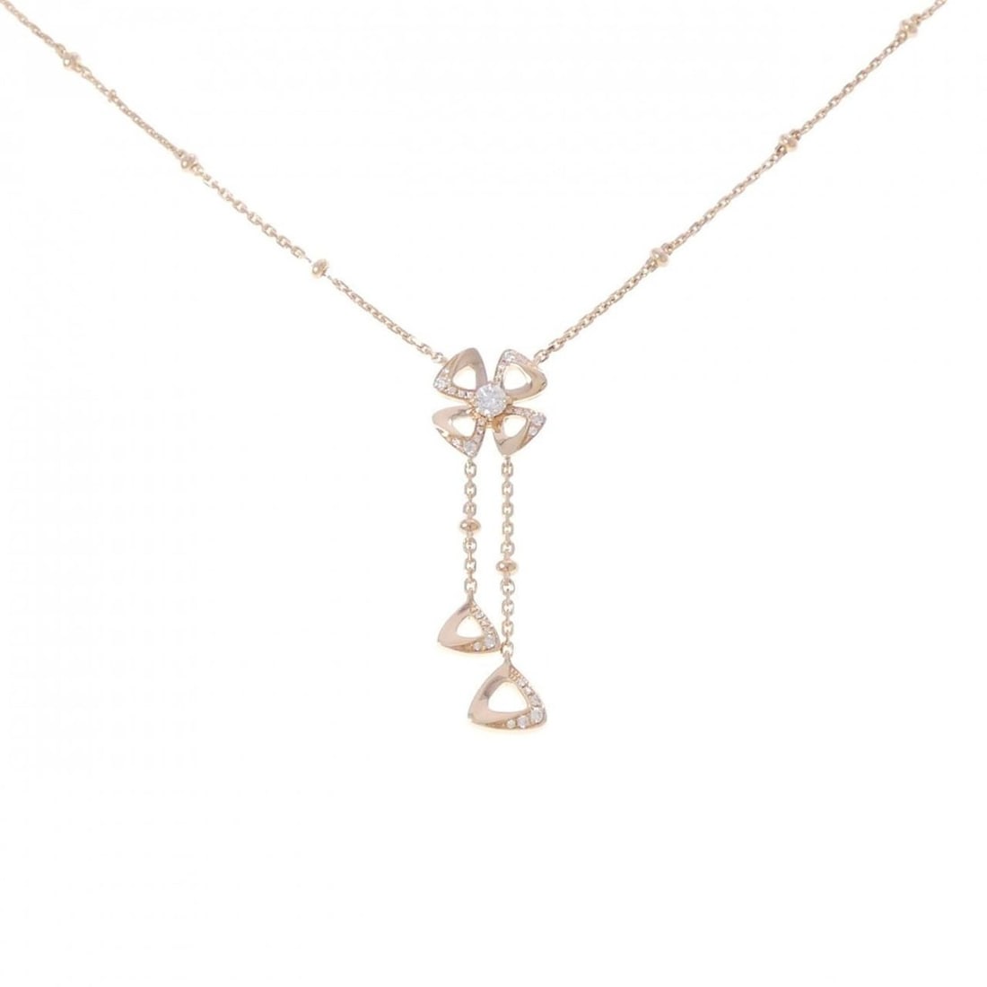Bvlgari Fiorever Necklace: --- Catalog ---Category: SizePendant Size: 36.9mm x 10.9mm / 1.45'' x 0.42''Neck Circumference: 44 cm / 17.32''Category: DesignGender: WomenMaterial: Pink gold (18K)Pendant Type: PendantNecklace