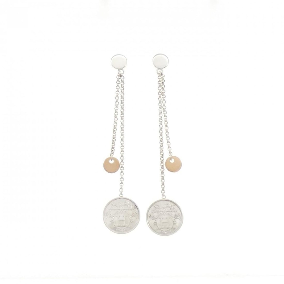 Hermes Ex-Libris PM Earrings: --- Catalog ---Category: SizeSize (HxWxD): 63.70mm x 13.00mm / 2.51'' x 0.51''Category: DesignType: Stud earringsGender: WomenMaterial: Pink gold (18K), Silver 925Category: GeneralBrand: Hermes---