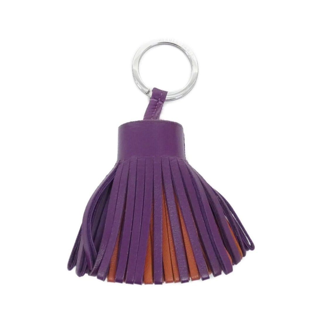 Hermes Carmen Tricolor 079018CJ Keyring: --- Catalog ---Category: DesignType: KeyringColor: Feu, Orange, PurpleGender: Men,WomenMaterial: Agneau MiloCategory: GeneralBrand: Hermes--- Item List ---Section: ConditionRanking: Rank A Used - A
