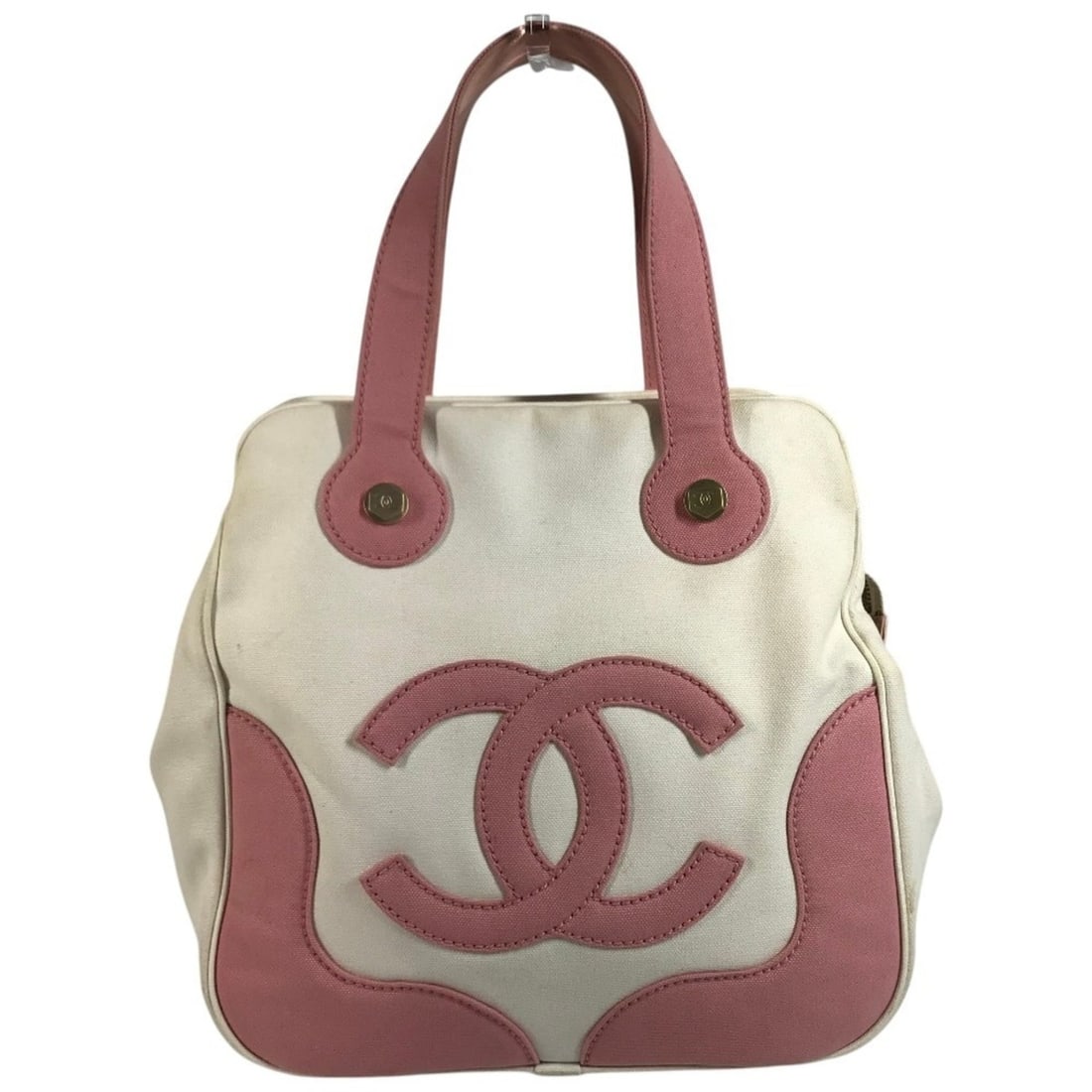 CHANEL CC Coco Mark Logo Marshmallow Bag Tote Two-Tone Canvas Handbag for Women Pink: --- Catalog ---Category: SizeSize (HxWxD): 27.5cm x 28.5cm x 12cm / 10.82'' x 11.22'' x 4.72''Category: DesignType: Handbag, Tote bagColor: Pink, White, YellowGender: WomenMaterial: Canvas Category: