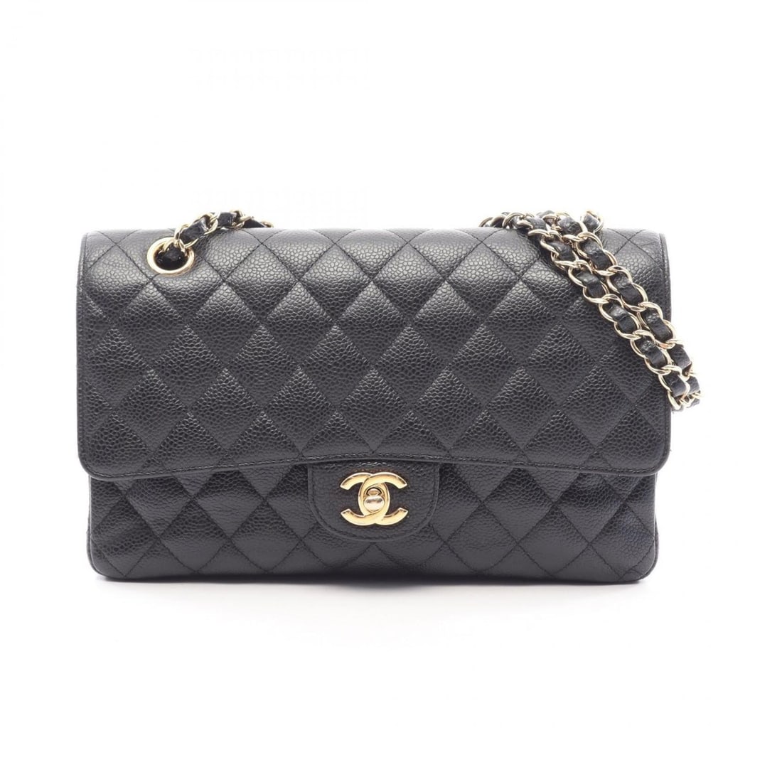 Chanel Matelassé Double Flap Shoulder Bag/Handbag, Caviar Leather (Grained Calfskin), Women's,: --- Catalog ---Category: SizeSize (HxWxD): 16cm x 25cm x 6.5cm / 6.29'' x 9.84'' x 2.55''Category: DesignType: Handbag, Shoulder bagColor: BlackGender: WomenMaterial: Grained Calfskin Category: Genera
