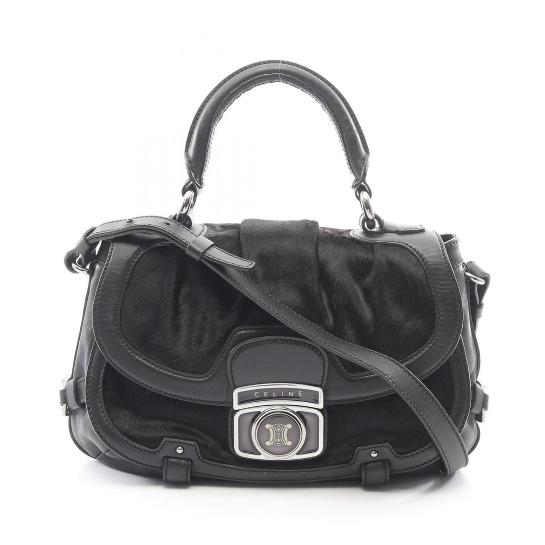 Celine CELINE 2WAY Handbag Leather Women's Black: --- Catalog ---Category: SizeSize (HxWxD): 20cm x 27cm x 12cm / 7.87'' x 10.62'' x 4.72''Category: DesignType: HandbagColor: BlackGender: WomenMaterial: Leather Category: GeneralBrand: Celine--- Item 