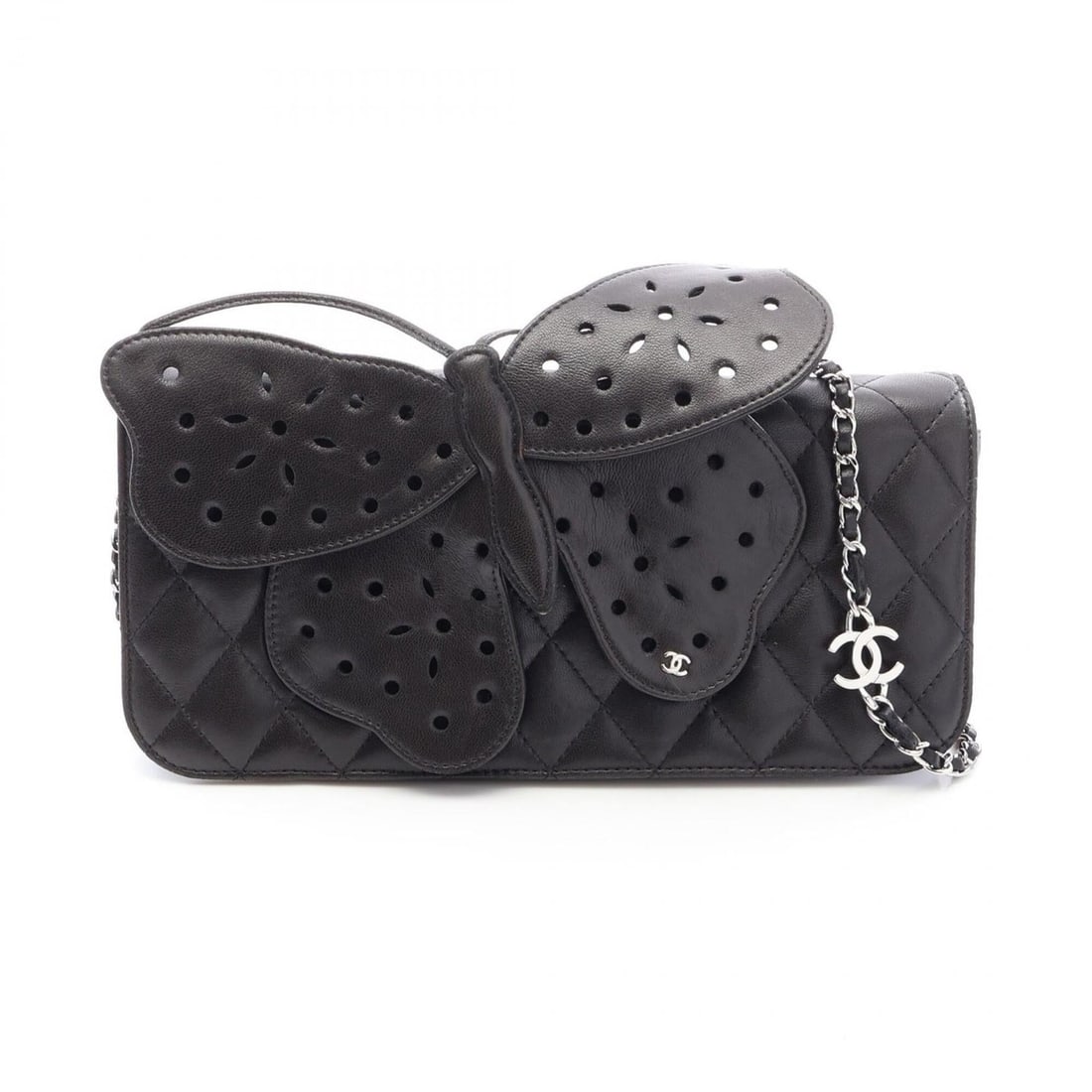 Chanel Matelassé Butterfly Shoulder Bag/Handbag, Lambskin Leather, Women's, Black: --- Catalog ---Category: SizeSize (HxWxD): 10cm x 21.5cm x 3cm / 3.93'' x 8.46'' x 1.18''Category: DesignType: Handbag, Shoulder bagColor: BlackGender: WomenCategory: GeneralBrand: Chanel--- Item List