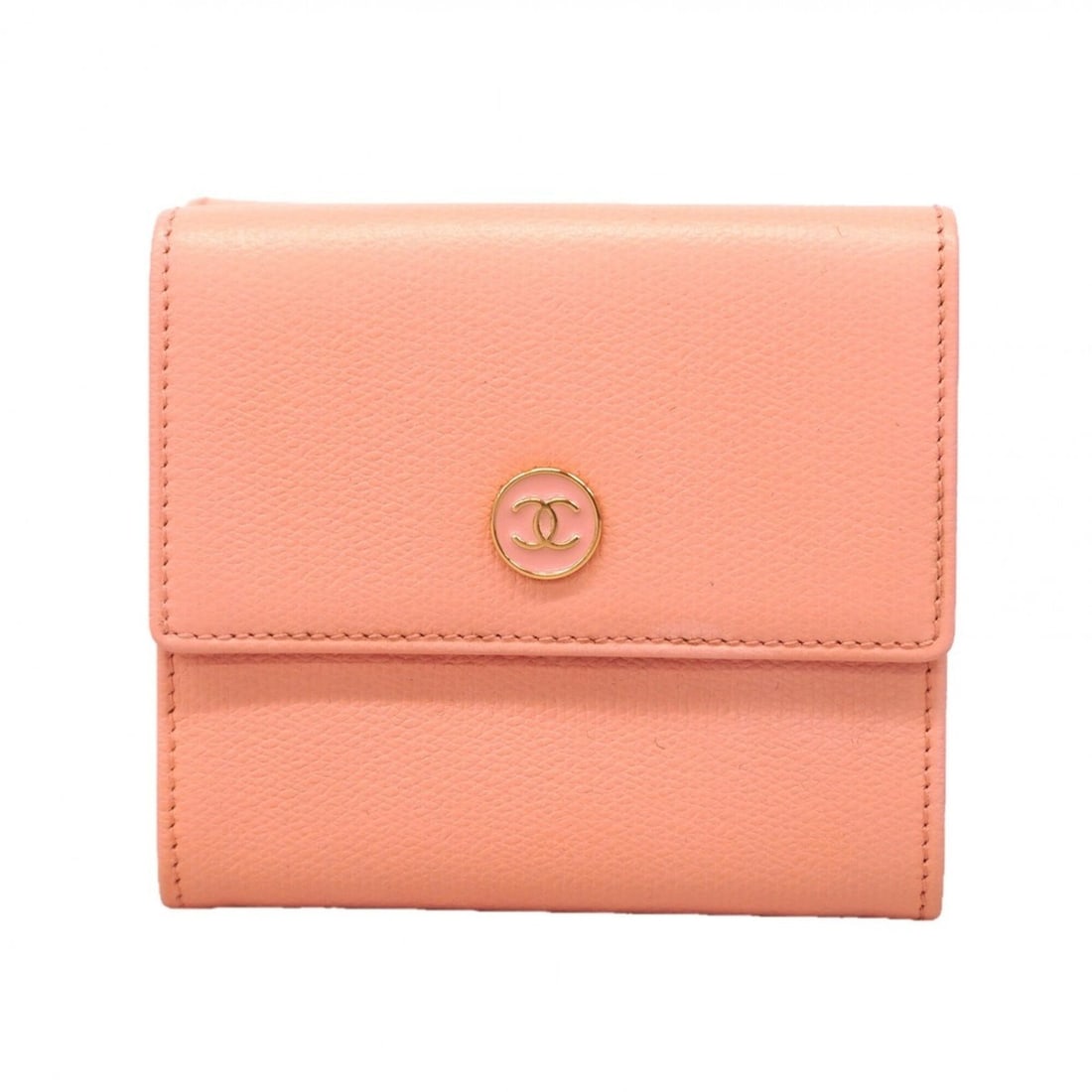 Chanel Tri-fold Wallet, Coco Button, Leather, Pink, Women's: --- Catalog ---Category: SizeSize (HxWxD): 9.5cm x 10cm x 4cm / 3.74'' x 3.93'' x 1.57''Category: DesignType: Wallet (tri-fold)Color: PinkGender: WomenMaterial: Leather Category: GeneralBrand: Chanel-