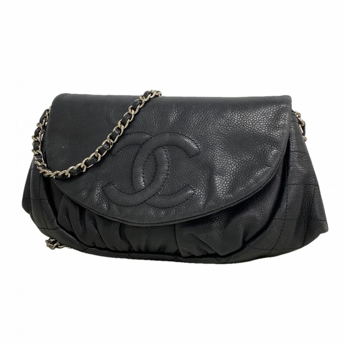 Chanel Matelassé Chain Shoulder Bag, Caviar Leather, Black, Women's: --- Catalog ---Category: SizeSize (HxWxD): 14cm x 19cm x 3cm / 5.51'' x 7.48'' x 1.18''Category: DesignType: Shoulder bagColor: BlackGender: WomenMaterial: Grained Calfskin Hardware Color: SilverCateg