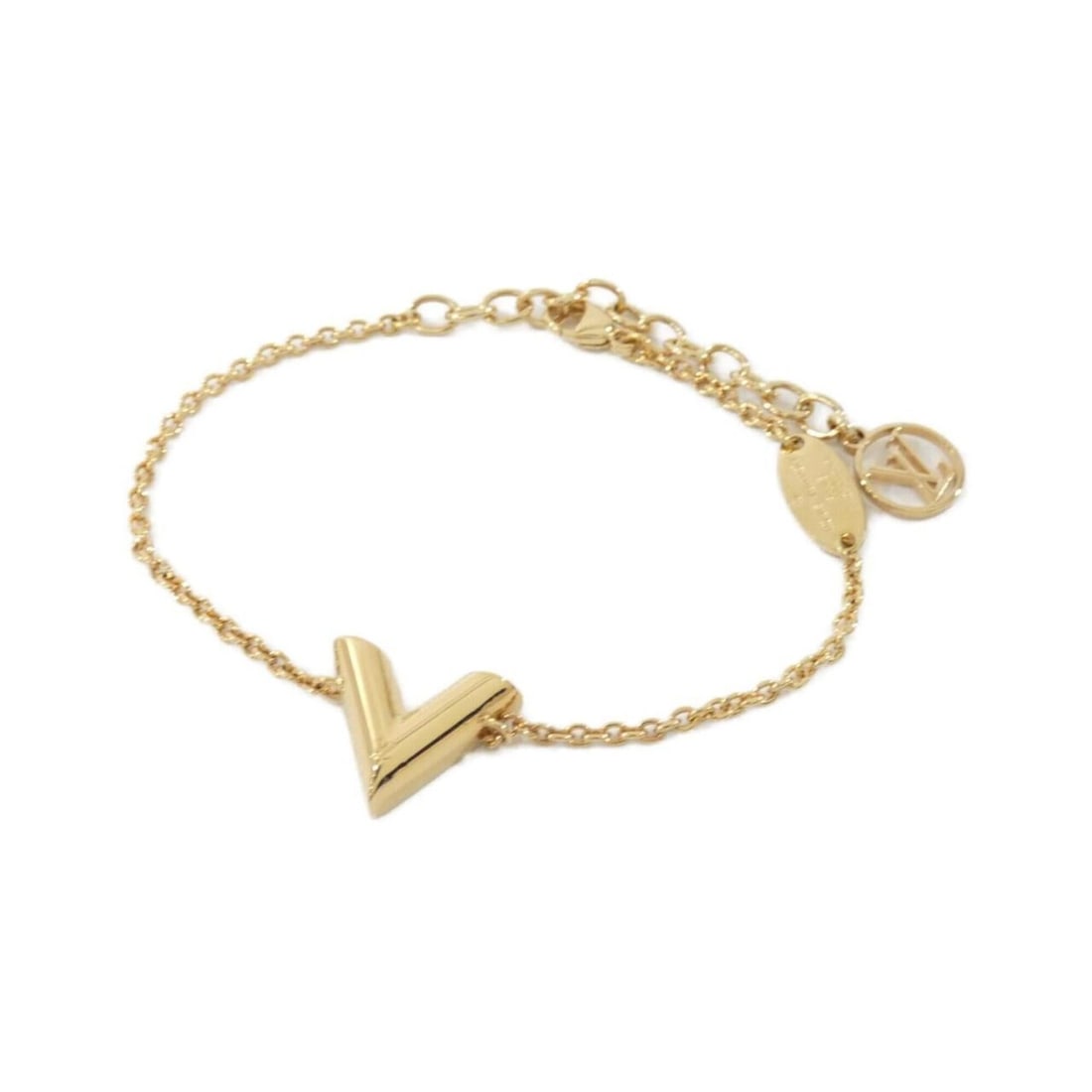 Louis Vuitton Essential V Bracelet M61084: --- Catalog ---Category: SizeLength: 16cm - 20.5cm / 6.29'' - 8.07''Category: DesignType: Charm braceletColor: GoldGender: WomenCategory: GeneralMPN: M61084Brand: Louis Vuitton--- Item List