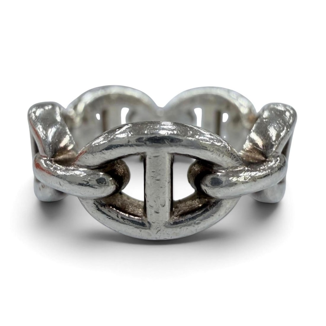 HERMES Enchainée PM AG925 Chaine d'Ancre Ring, Silver, Size 49, Made in France, Weight 5.09g, (1 of 9)