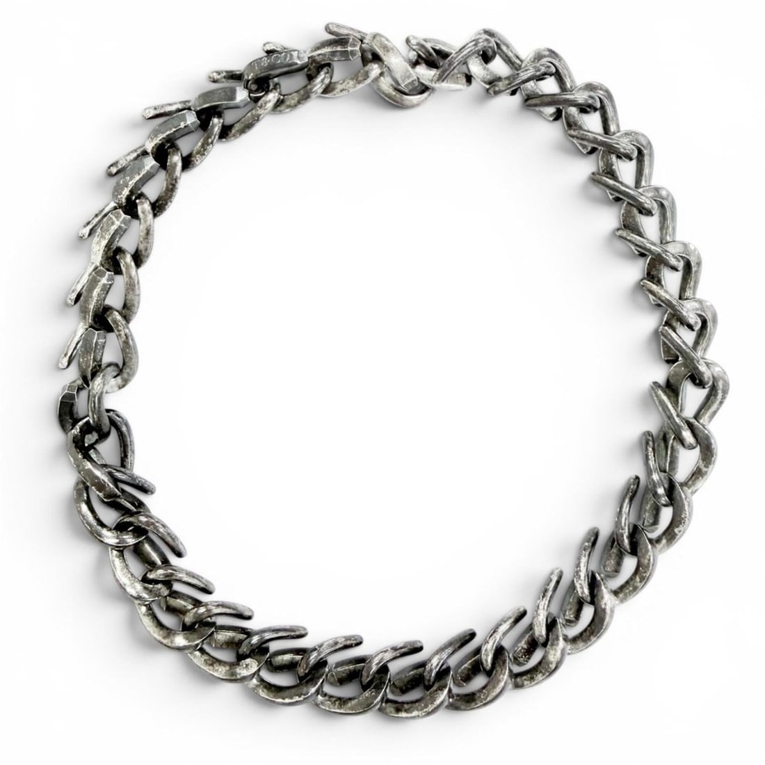 TIFFANY&Co. Tiffany Forge Medium Link Necklace, AG925 Sterling Silver, Oxidized Finish, 18k Gold, (1 of 9)