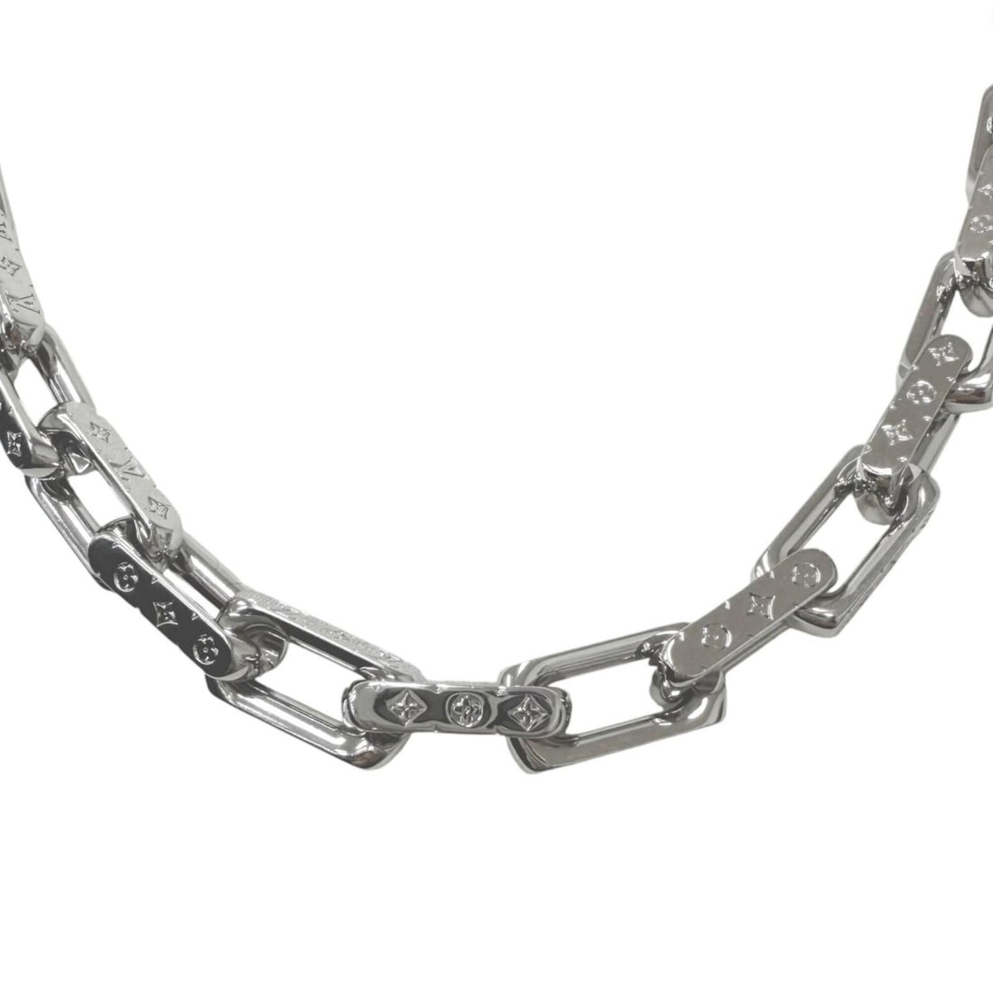 LOUIS VUITTON (Louis Vuitton) 2020 model M64196 Collier Chain Monogram Necklace, Silver, Made in (1 of 10)