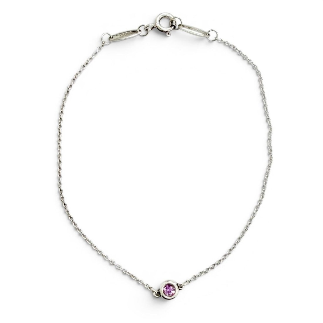 TIFFANY&Co. Tiffany & Co. Elsa Peretti By the Yard 1P Pink Sapphire Bracelet, AG925 Sterling Silver,: --- Catalog ---Category: SizeLength: 18cm / 7.08''Category: DesignType: Charm braceletColor: SilverStone: SapphireGender: WomenMaterial: Silver 925Category: GeneralBrand: TiffanyCountry of Origin: