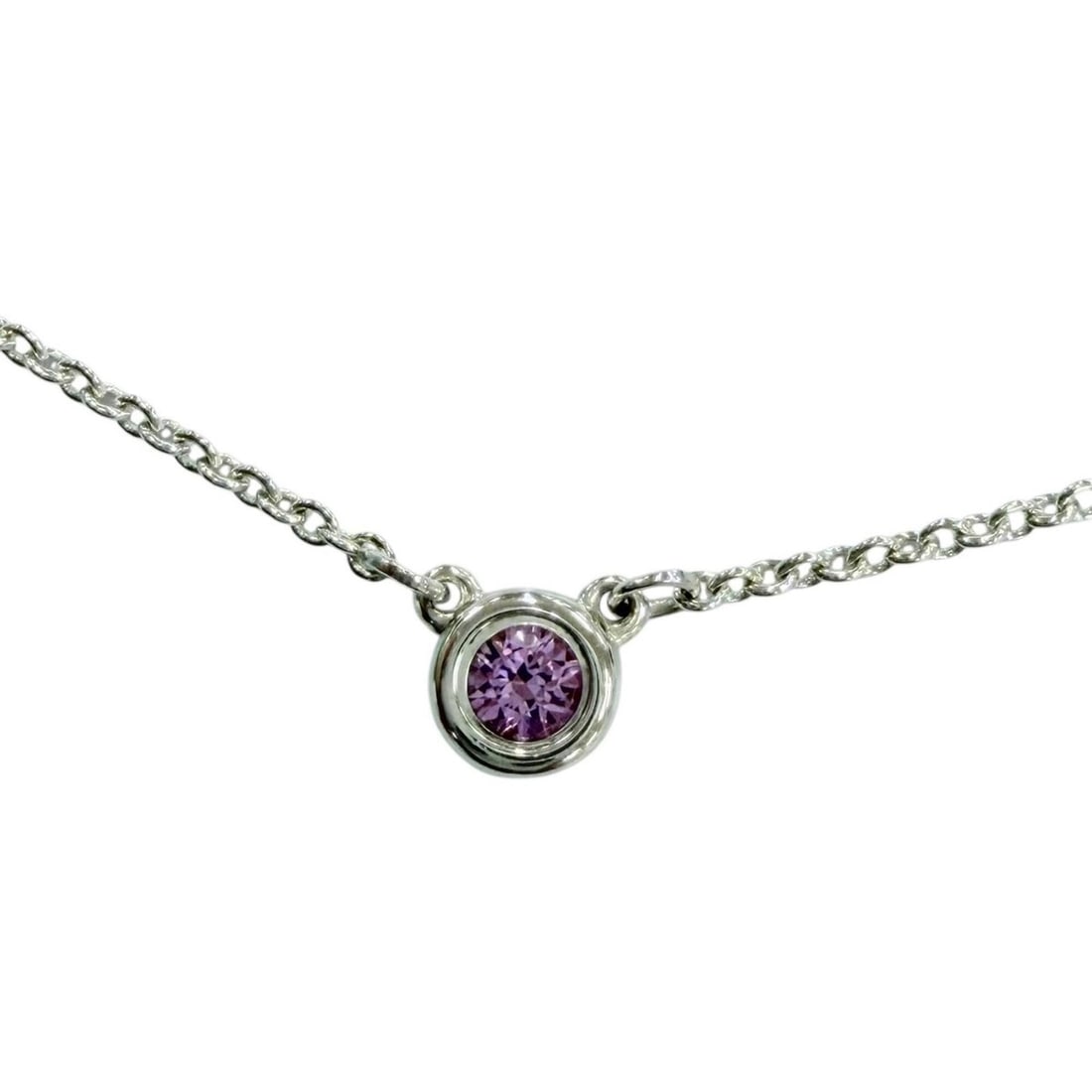 TIFFANY&Co. Tiffany & Co. Elsa Peretti Color by the Yard Pink Sapphire AG925 Necklace, Silver, Pink,: --- Catalog ---Category: SizePendant Size: 4mm / 0.15''Neck Circumference: 41 cm / 16.14''Category: DesignColor: Pink, SilverStone: SapphireGender: WomenMaterial: Silver 925Necklace Type: NecklaceCate
