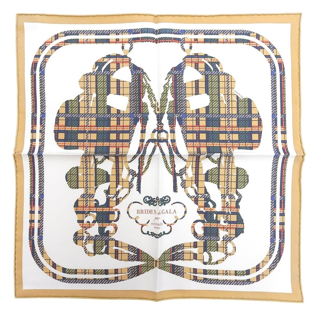 HERMES Carre 45 BRIDES de GALA (Ceremonial Horse Bridle) 100% Silk Scarf/Muffler, Multi-colored,: --- Catalog ---Category: SizeSize (LxW): 42cm x 42cm / 16.53'' x 16.53''Category: DesignType: ScarfColor: Multi-colorGender: WomenMaterial: Silk Category: GeneralBrand: HermesCountry of Origin: France