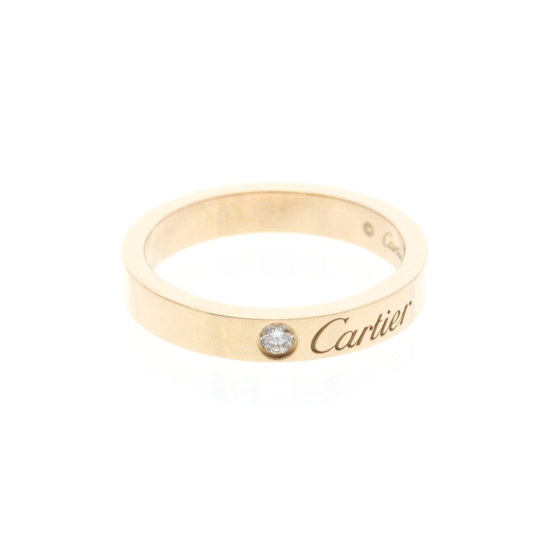 Cartier Cartier C De Cartier Wedding Ring With 1 Diamond Pink Gold (18K) Fashion Diamond Band Ring: --- Catalog ---Category: SizeWidth: 3.2mm / 0.13''Weight: 3.6g / 0.12oz.JP Size: 9US Size: 4 3/4Brand Size: 49Category: DesignType: Band ringColor: Pink goldMetal: GoldStone: DiamondStyle: FashionGend
