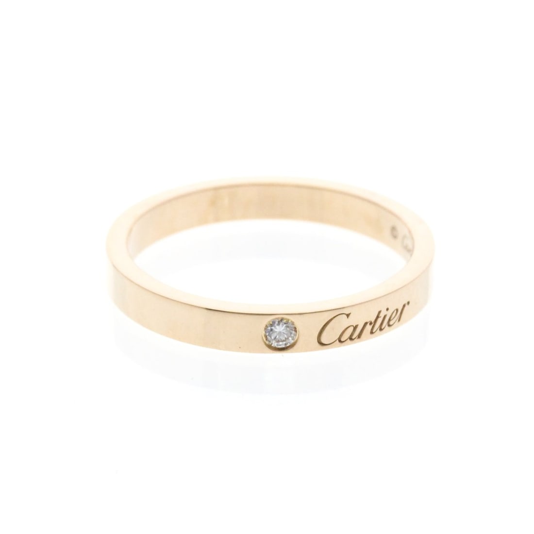 Cartier Cartier C De Cartier Wedding Ring With 1 Diamond Pink Gold (18K) Fashion Diamond Band Ring: --- Catalog ---Category: SizeWidth: 3mm / 0.12''Weight: 4.3g / 0.15oz.JP Size: 20US Size: 9Brand Size: 60Category: DesignType: Band ringColor: Pink goldMetal: GoldStone: DiamondStyle: FashionGender: W