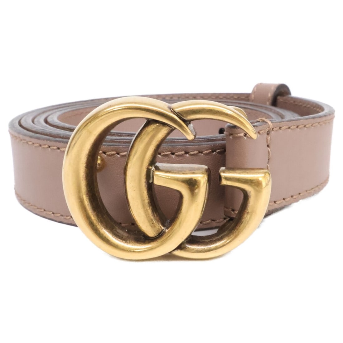 GUCCI 409417 AP00T Double G Slim Belt 80/32 Beige Women's: --- Catalog ---Category: SizeLength: 67.5cm - 85cm / 26.57'' - 33.46''Category: DesignType: Standard beltColor: BeigeGender: WomenMaterial (Strap): Leather Category: GeneralBrand: Gucci--- Item List -