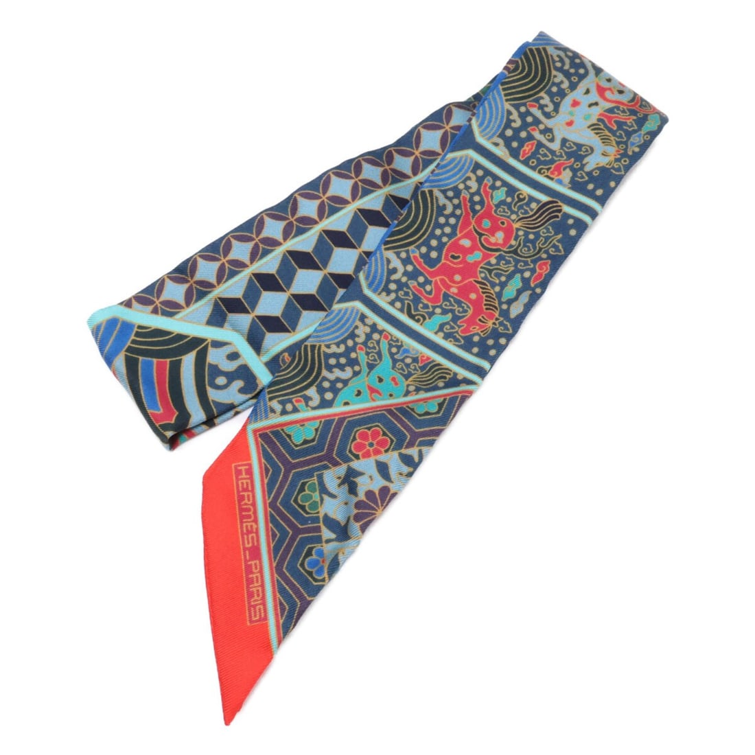 HERMES Royal Collection Silk Twilly Scarf/Muffler, Rouge Turquoise Ardois, for Women: --- Catalog ---Category: SizeSize (LxW): 85cm x 5cm / 33.46'' x 1.96''Category: DesignType: ScarfColor: TurquoiseGender: WomenMaterial: Silk Category: GeneralBrand: Hermes--- Item List ---Section: Con