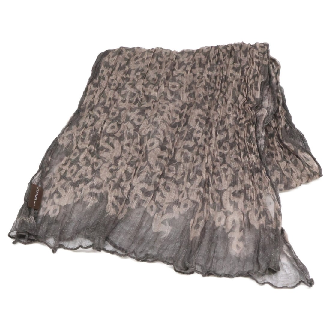 HERMES linen stole/scarf with anchor pattern, gray, for women.: --- Catalog ---Category: SizeSize (LxW): 2.1m x 72cm / 82.67'' x 28.34''Category: DesignType: StoleColor: GrayGender: WomenMaterial: Linen Category: GeneralBrand: Hermes--- Item List ---Section: Condi
