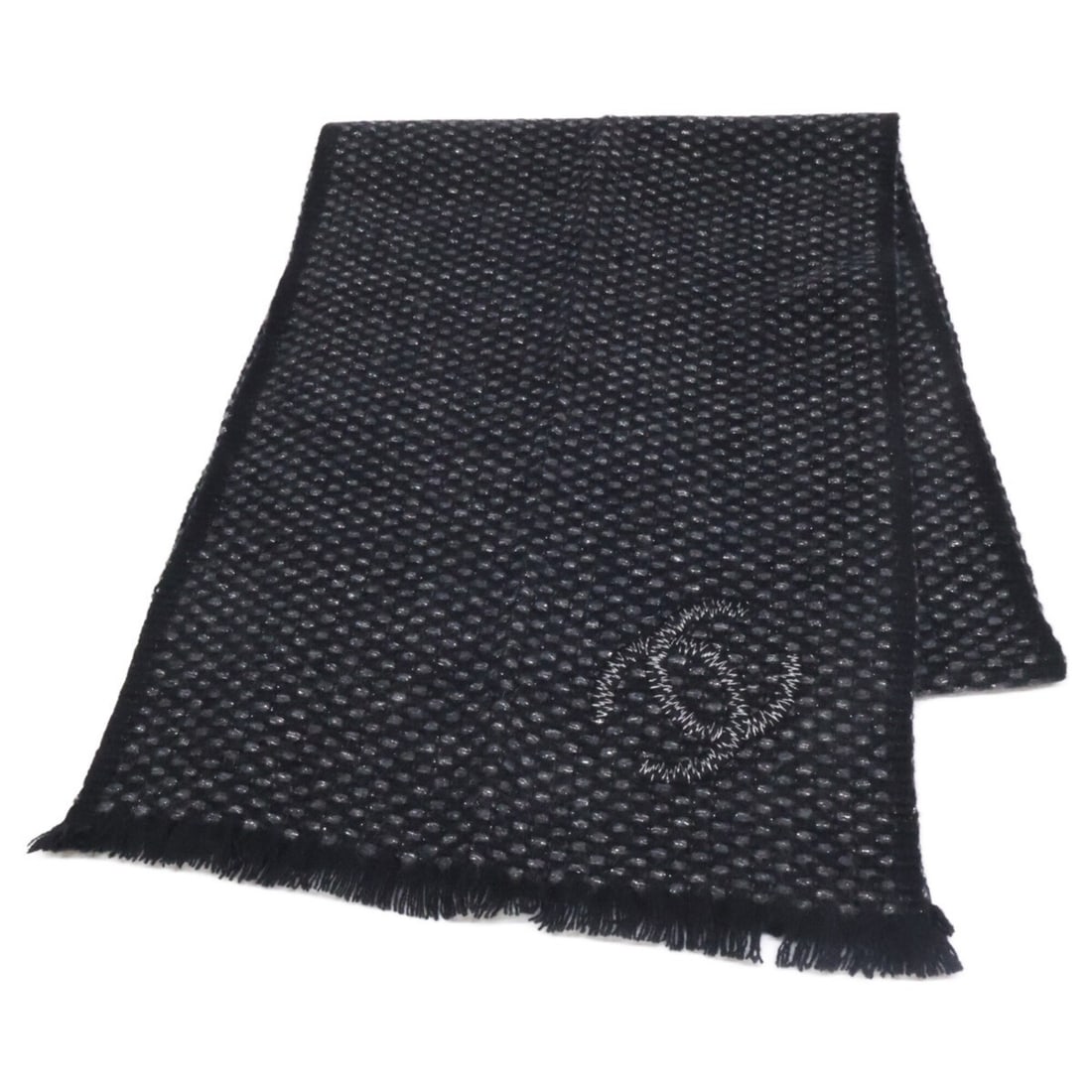 CHANEL Coco Mark Embroidered Glitter Cashmere Stole/Scarf, Black, Women's: --- Catalog ---Category: SizeSize (LxW): 1.88m x 36cm / 74.01'' x 14.17''Category: DesignType: StoleColor: BlackGender: WomenMaterial: Cashmere Category: GeneralBrand: Chanel--- Item List ---Section: 