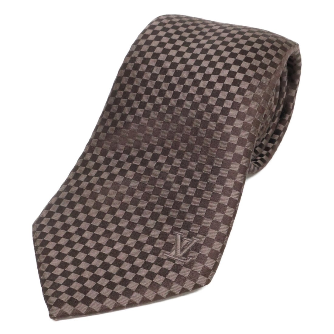 LOUIS VUITTON Damier 100% Silk Tie, Brown, Men's: --- Catalog ---Category: SizeWidth: 9.5cm / 3.74''Total Length: 154.5cm / 60.82''Category: DesignType: CravatColor: BrownGender: MenMaterial: Silk Category: GeneralBrand: Louis Vuitton--- Item List --