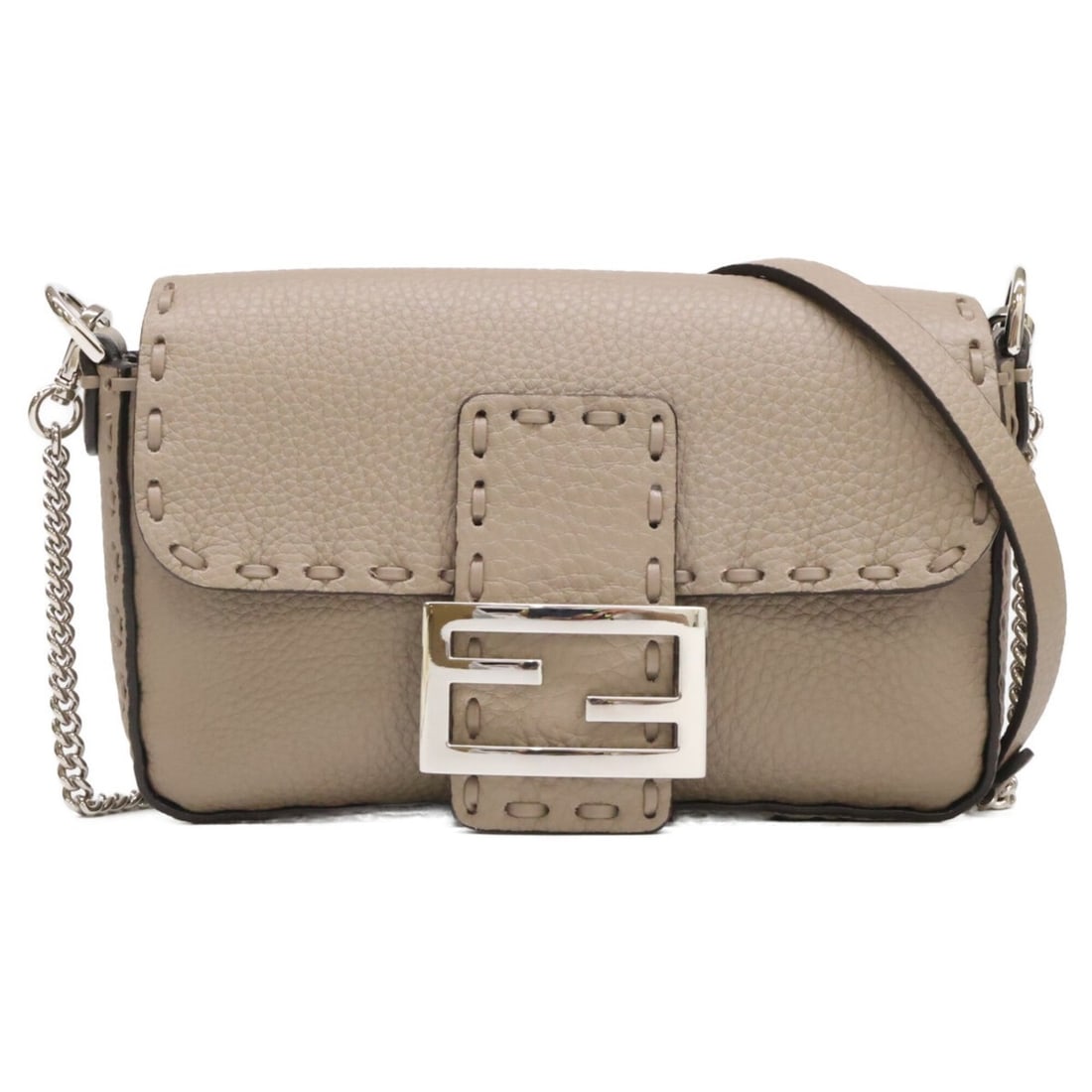 FENDI 8BS017 Selleria Mini Bucket 2-Way Chain Shoulder Bag Handbag Taupe Silver Hardware Women's: --- Catalog ---Category: SizeSize (HxWxD): 12cm x 19cm x 5cm / 4.72'' x 7.48'' x 1.96''Category: DesignType: Handbag, Shoulder bagGender: WomenMaterial: Leather Hardware Color: SilverCategory: General