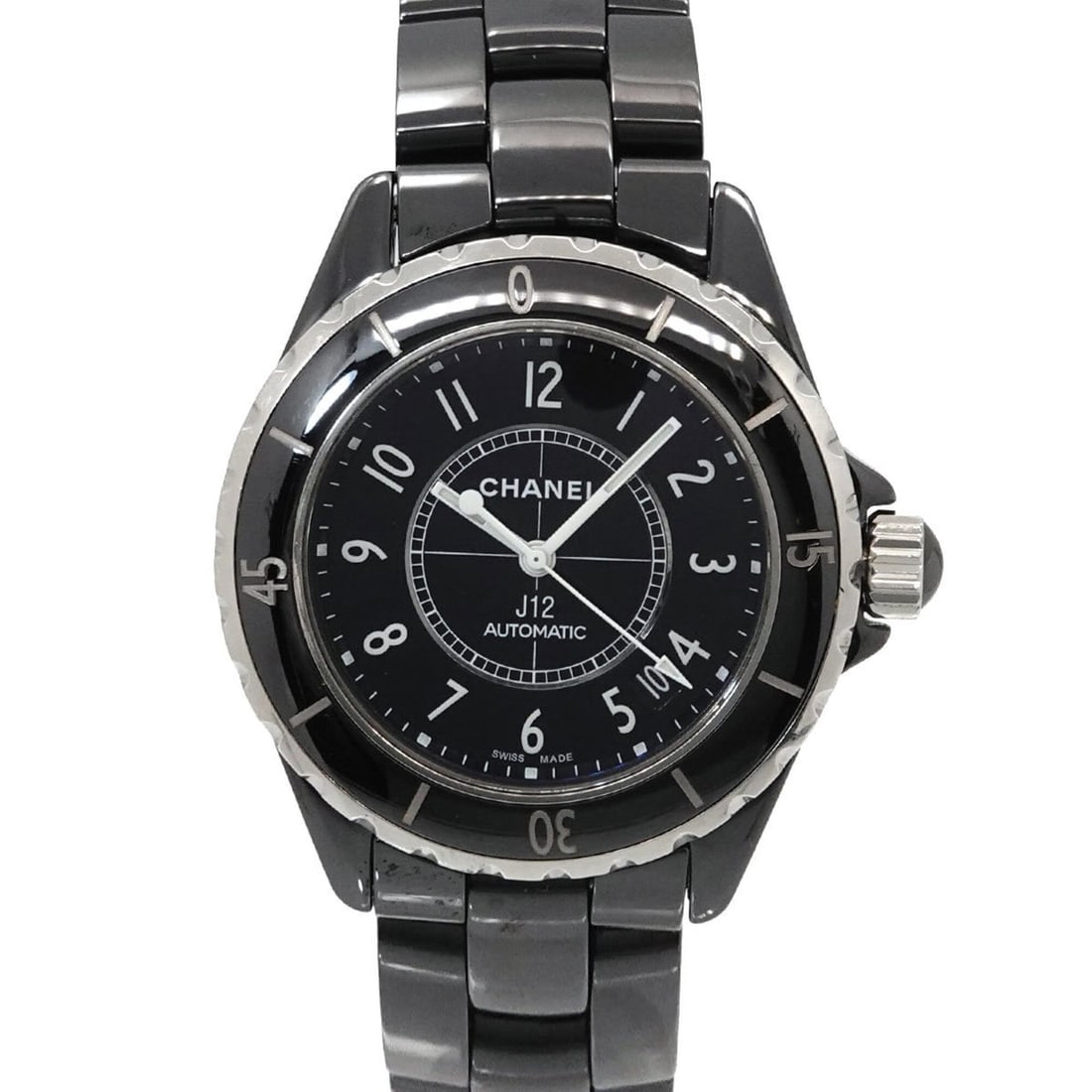 Chanel J12 38mm Men's Watch H0685 Black Ceramic Date Automatic Self-winding: --- Catalog ---Category: SizeWrist Size: 15.5cm / 6.1''Case Diameter: 39mm / 1.54''Category: DesignType: WristwatchGender: MenColor (Dial): BlackMaterial (Band): Ceramic, Stainless steelMaterial (Case