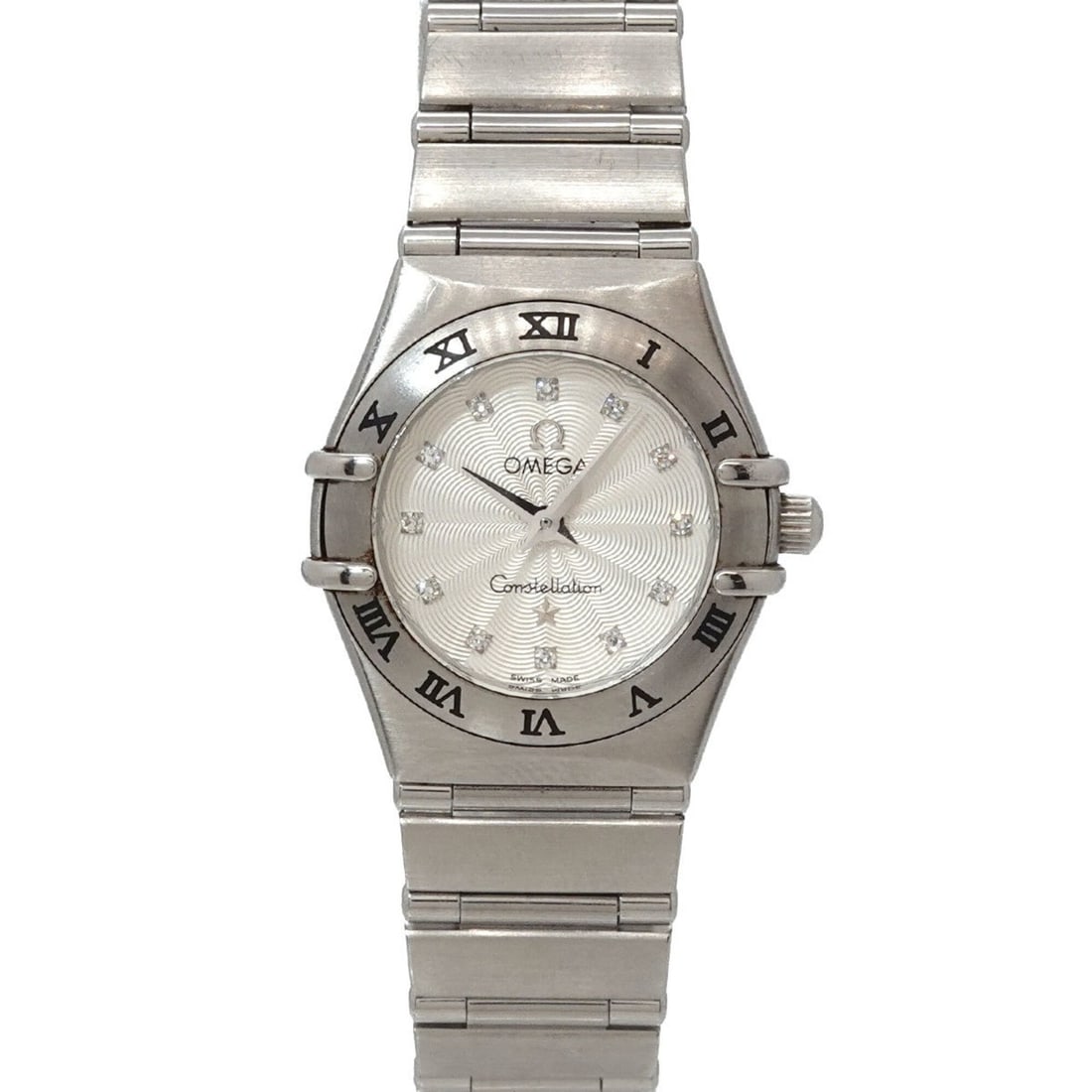 Omega Constellation Mini 1562 36 12P Diamond Ladies' Watch Silver Quartz: --- Catalog ---Category: SizeWrist Size: 16cm / 6.29''Case Diameter: 22mm / 0.87''Category: DesignType: WristwatchGender: WomenColor (Dial): SilverMaterial (Band): Stainless steelMaterial (Case): Stai
