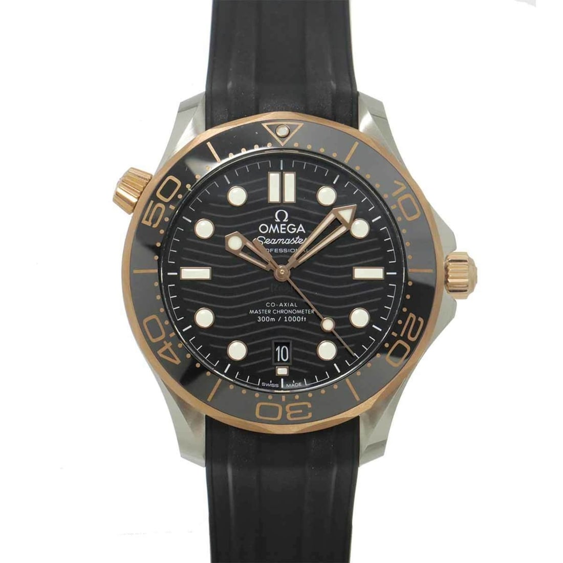 Omega Seamaster Diver 300 Co-Axial Master Chronometer Two-Tone 210 22 42 20 01 002 Men's Watch Date: --- Catalog ---Category: SizeWrist Size: 14.5cm - 20.5cm / 5.7'' - 8.07''Case Diameter: 42mm / 1.65''Category: DesignType: WristwatchGender: MenColor (Dial): BlackMaterial (Band): Rubber, Stainless st
