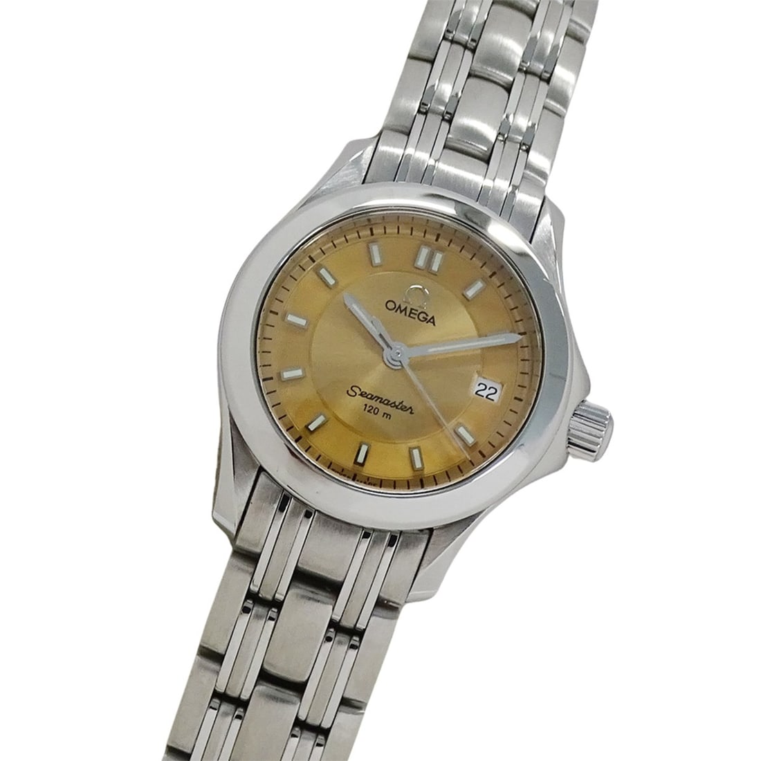 Omega Seamaster 2581.62 Women's Watch, Brand Name, 120m Water Resistant, Date, Quartz Movement,: --- Catalog ---Category: SizeWrist Size: 17cm / 6.69''Case Diameter: 27mm / 1.06''Category: DesignType: WristwatchGender: WomenColor (Dial): OrangeMaterial (Band): Stainless steelMaterial (Case): Stai