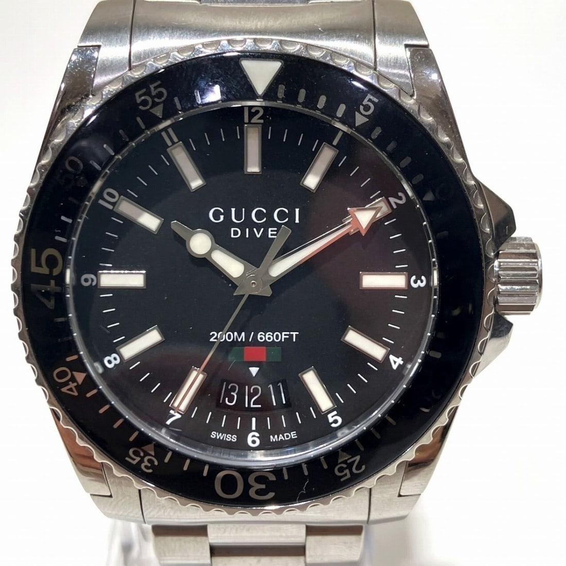 Gucci Dive watch, total weight 154.2g, stainless steel, automatic movement, black dial, 136.3 (1 of 10)