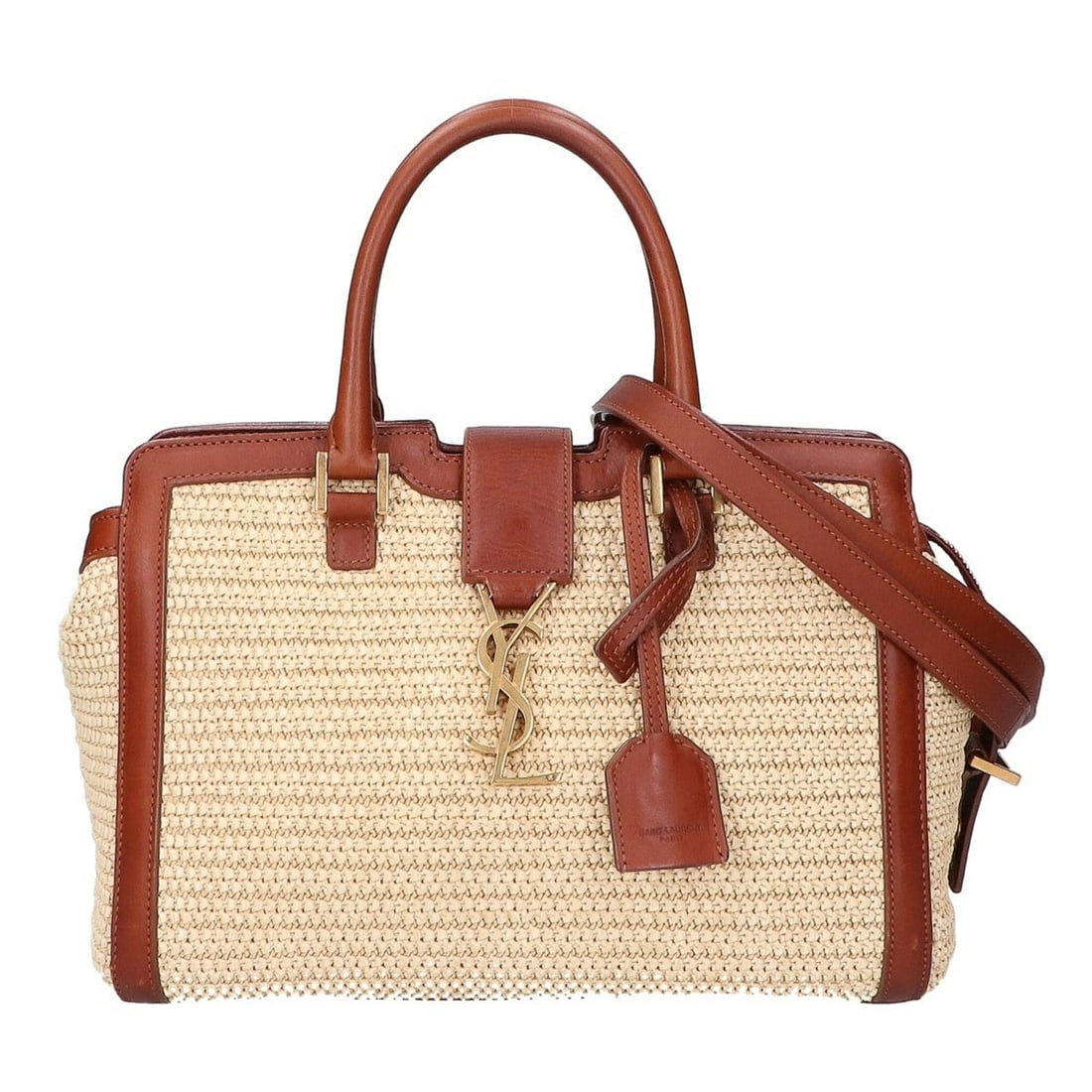Yves Saint Laurent SAINT LAURENT PARIS 424868 Raffia & Leather Baby Cabas 2-Way Handbag Beige x: --- Catalog ---Category: SizeSize (HxWxD): 19.5cm x 26cm x 12.5cm / 7.67'' x 10.23'' x 4.92''Category: DesignType: HandbagColor: Beige, BrownGender: WomenMaterial: Raffia Category: GeneralBrand: Saint