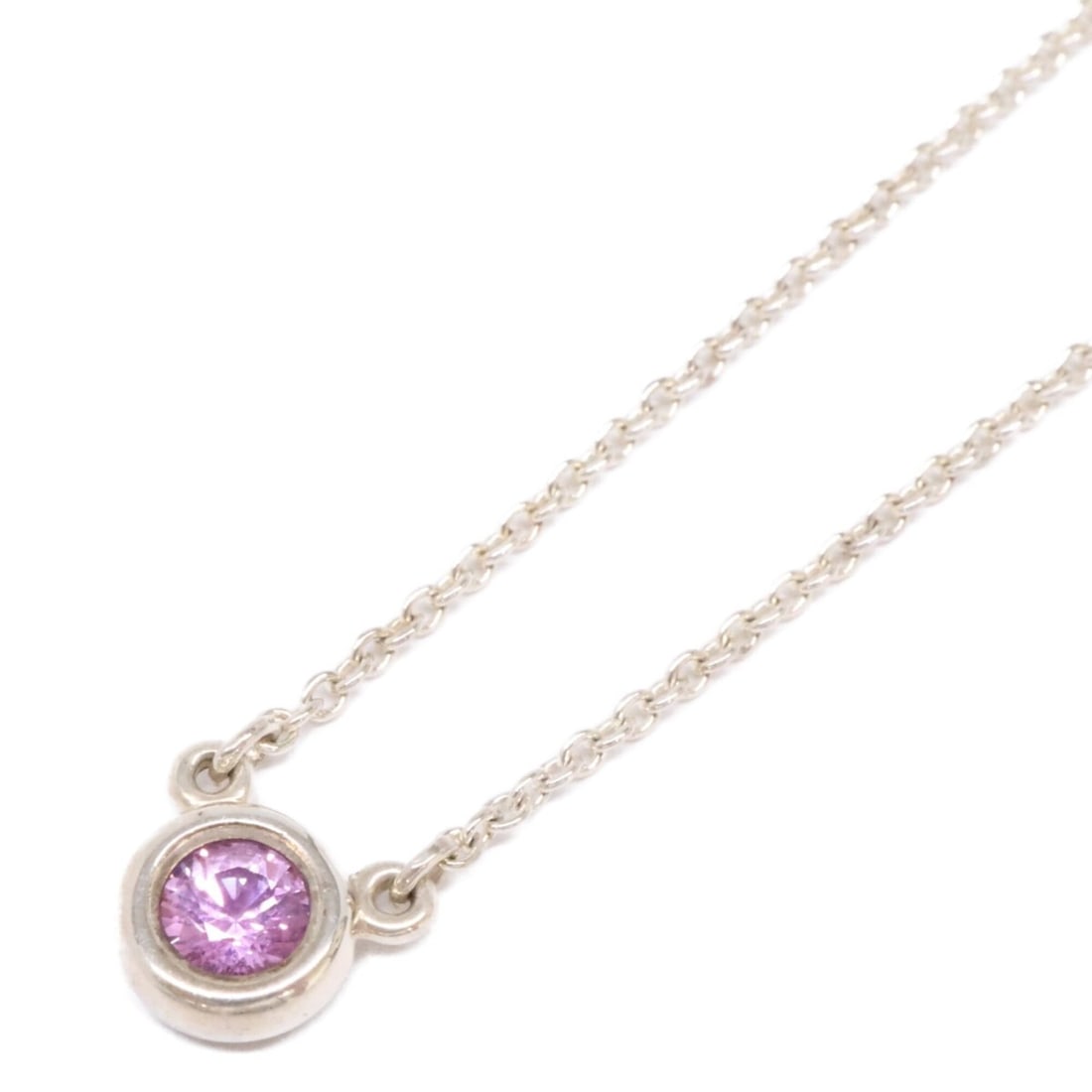 TIFFANY&Co. Tiffany & Co. AG925 By the Yard Pink Sapphire Necklace, Silver, Women's: --- Catalog ---Category: SizePendant Size: 6mm / 0.23''Neck Circumference: 38.5 cm / 15.15''Category: DesignColor: SilverStone: SapphireGender: WomenMaterial: Silver 925Necklace Type: NecklaceCategory