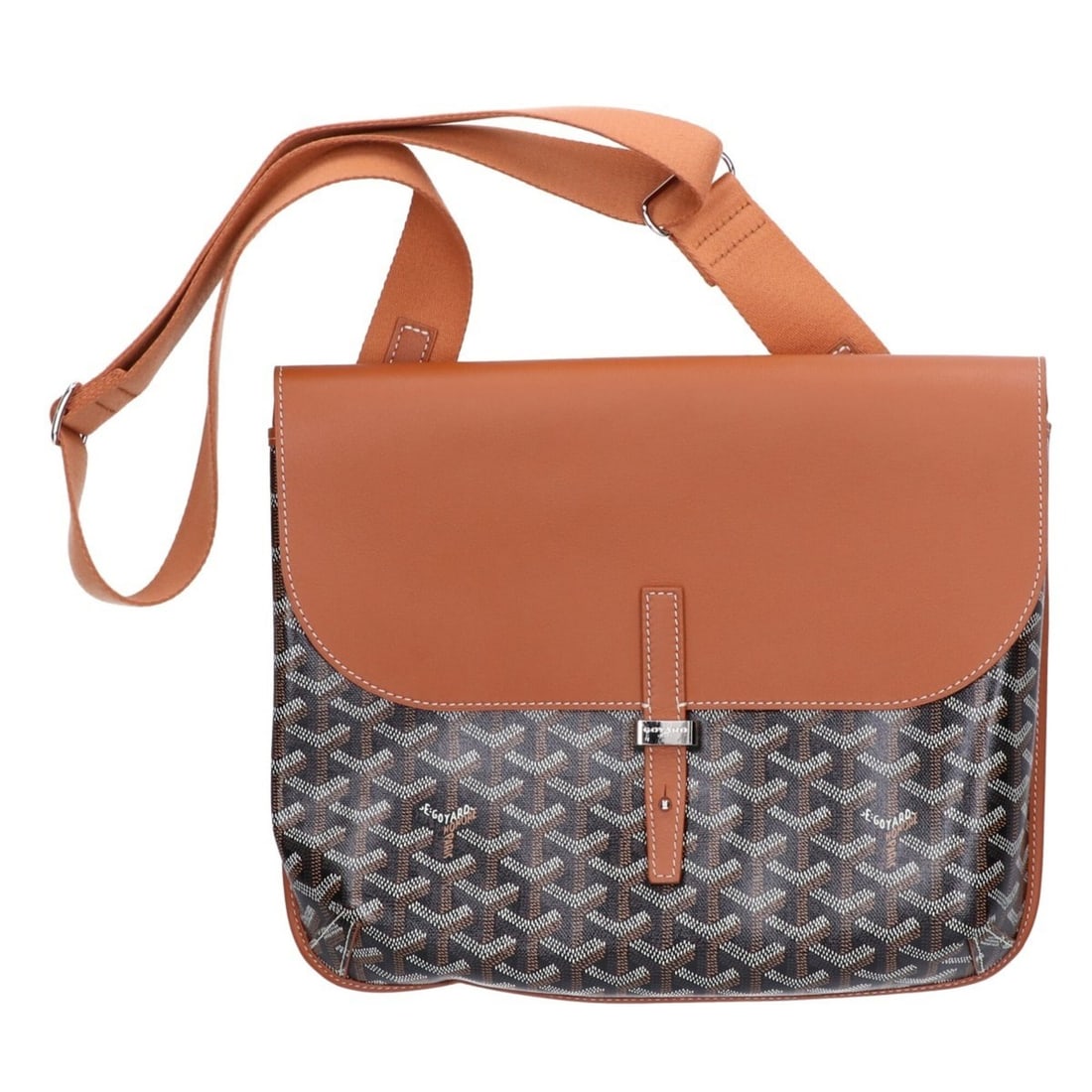 GOYARD Goyard Calf Leather x Crucière Messenger Bag Shoulder Black & Tan Men's (1 of 10)