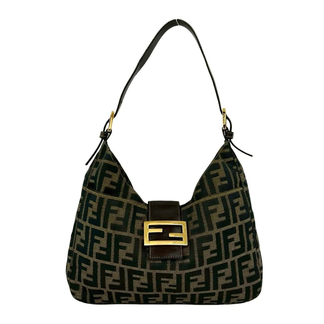 FENDI Vintage Zucca FF Pattern Logo Hardware Canvas Leather Genuine Shoulder Bag Brown Black 22537: --- Catalog ---Category: SizeSize (HxWxD): 17cm x 29cm / 6.69'' x 11.41''Category: DesignType: Shoulder bagColor: Black, BrownGender: WomenMaterial: Canvas , Leather Category: GeneralBrand: Fendi--- I