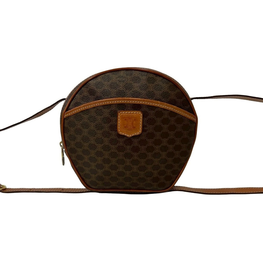CELINE Vintage Macadam Blazon Triomphe Pattern Leather Mini Shoulder Bag Pochette Brown 35191: --- Catalog ---Category: SizeSize (HxWxD): 18cm x 19cm x 5.5cm / 7.08'' x 7.48'' x 2.16''Category: DesignType: Pochette, Shoulder bagColor: BrownGender: WomenMaterial: Leather , PVC Category: GeneralB