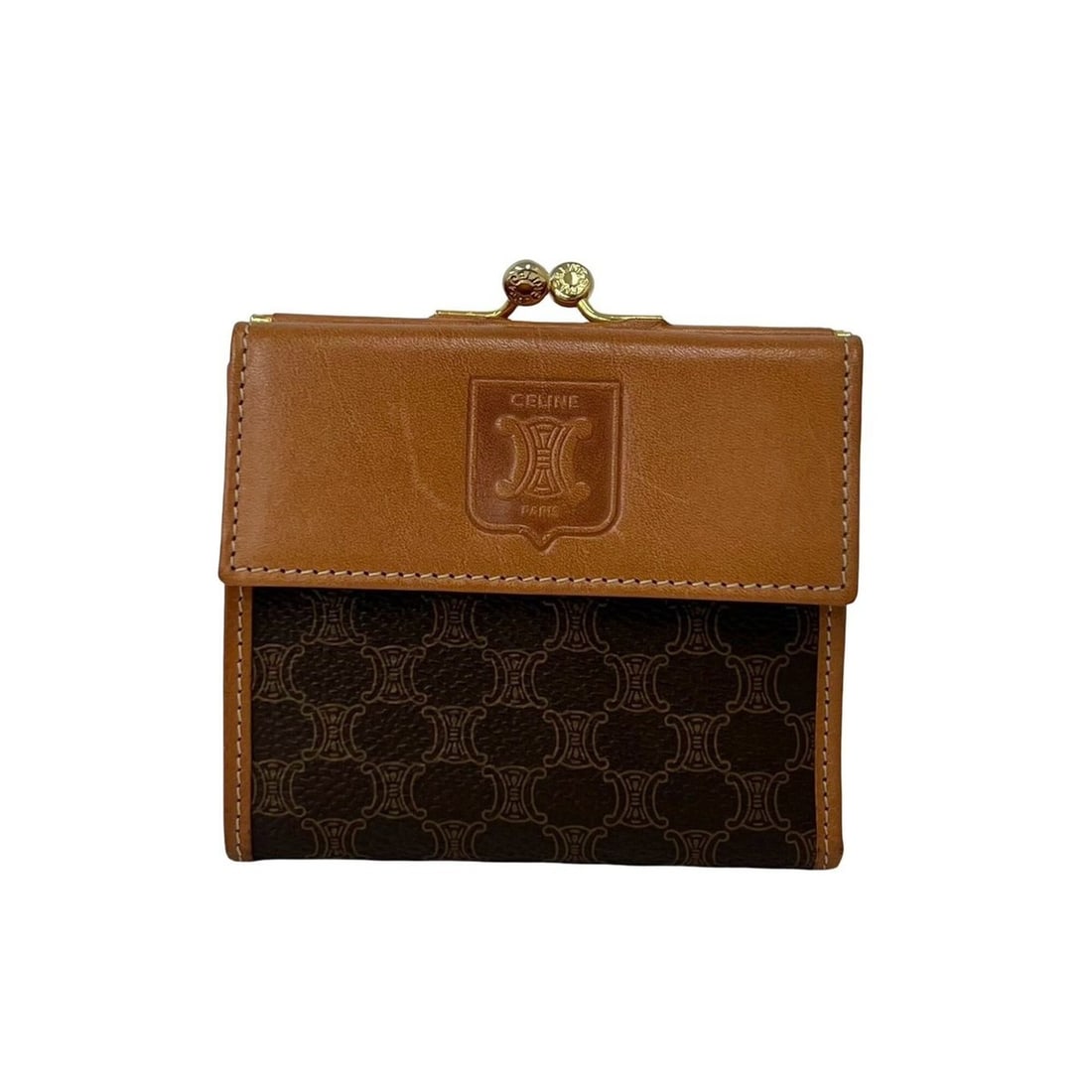 CELINE Vintage Macadam Blazon Pattern Leather Tri-fold Wallet Mini Brown 20952: --- Catalog ---Category: SizeSize (HxWxD): 9cm x 10cm x 2cm / 3.54'' x 3.93'' x 0.78''Category: DesignType: Wallet (tri-fold)Color: BrownGender: WomenMaterial: PVC , Leather Category: GeneralBrand: Ce