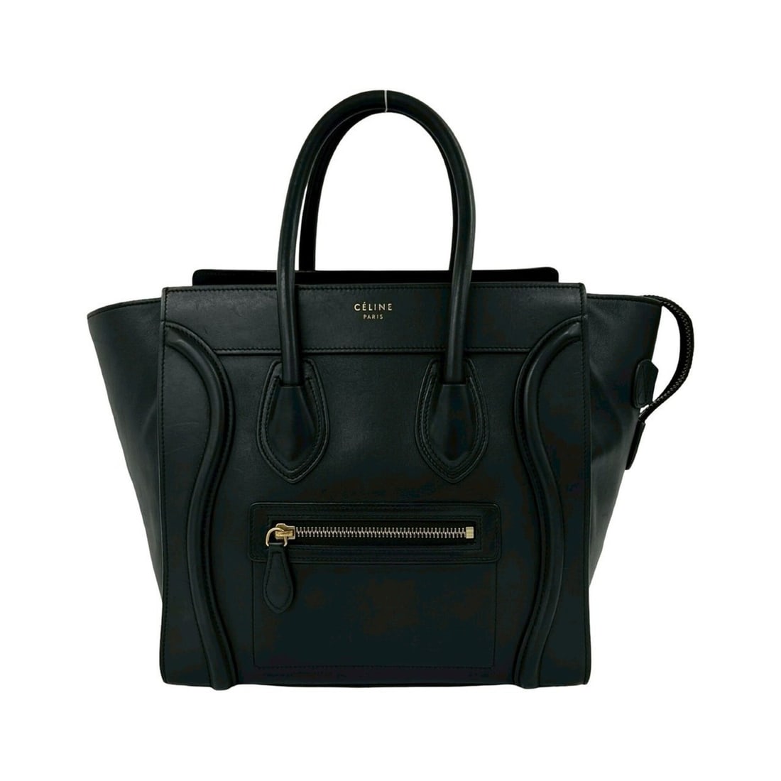 CELINE Luggage Micro Shopper Logo Leather Handbag Tote Bag Black 20365: --- Catalog ---Category: SizeSize (HxWxD): 27cm x 26.5cm x 14cm / 10.62'' x 10.43'' x 5.51''Category: DesignType: Handbag, Tote bagColor: BlackGender: WomenMaterial: Leather Category: GeneralBrand: Ce