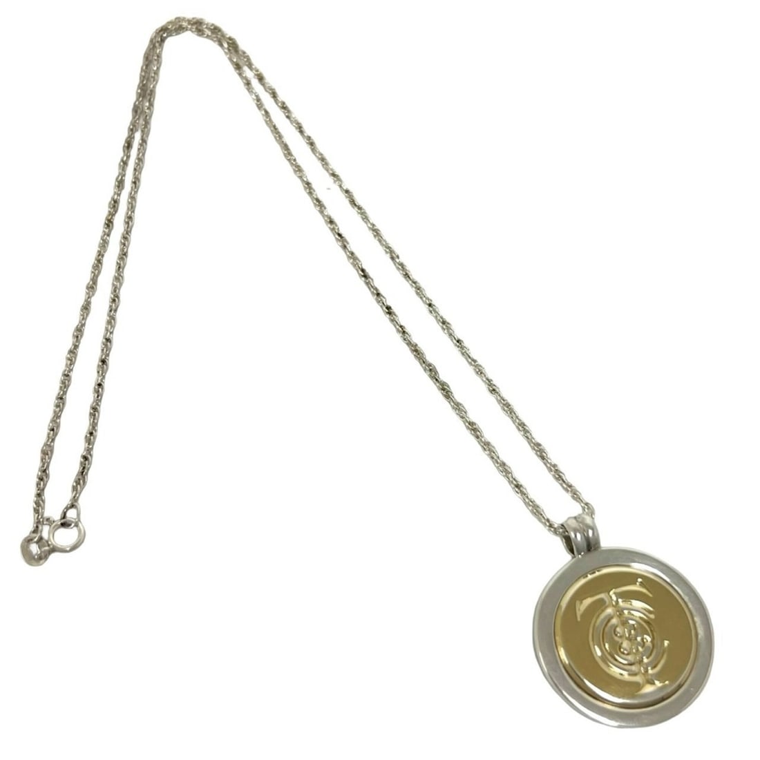 TIFFANY&Co. Tiffany Coin Necklace, Sterling Silver 925, 18K Yellow Gold Pendant, Accessory, 14347: --- Catalog ---Category: SizePendant Size: 25mm x 25mm / 0.98'' x 0.98''Neck Circumference: 45.7 cm / 17.99''Category: DesignColor: Gold, SilverGender: WomenMaterial: Silver 925, Yellow gold (18K)Pend
