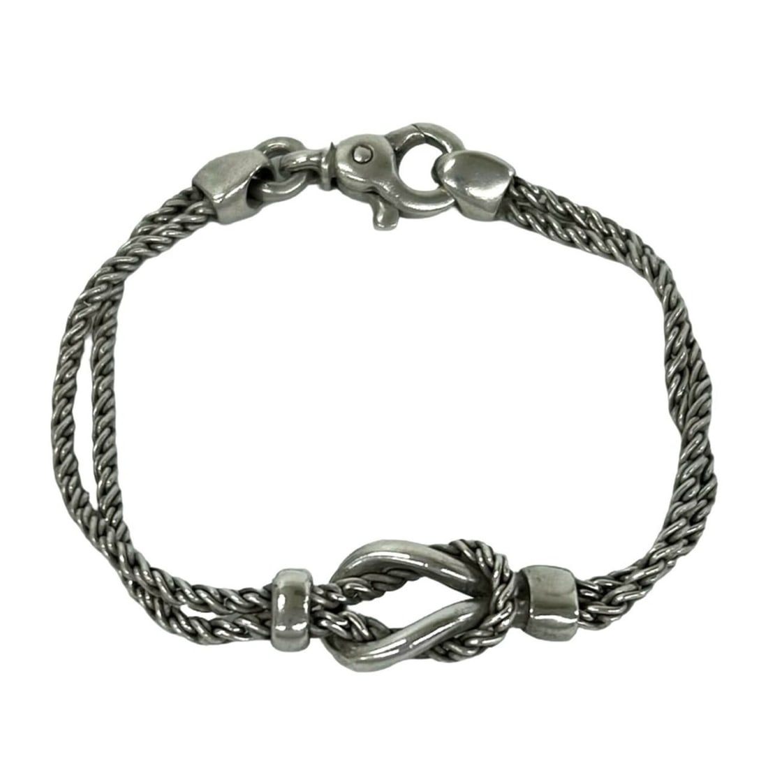 TIFFANY&Co. Tiffany Vintage Double Rope Center Knot Bracelet, Sterling Silver 925, Accessory, 071-1: --- Catalog ---Category: SizeLength: 18cm / 7.08''Category: DesignType: Charm braceletColor: SilverGender: WomenMaterial: Silver 925Category: GeneralBrand: Tiffany--- Item List ---Section: ConditionRa
