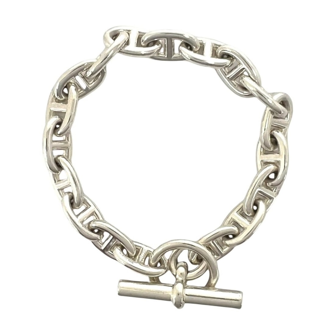 HERMES Chaine d'Ancre MM 18-link bracelet, sterling silver 925 chain, accessory, 380-8: --- Catalog ---Category: SizeLength: 19.5cm / 7.67''Category: DesignType: Charm braceletColor: SilverGender: WomenMaterial: Silver 925Category: GeneralBrand: Hermes--- Item List ---Section: ConditionR