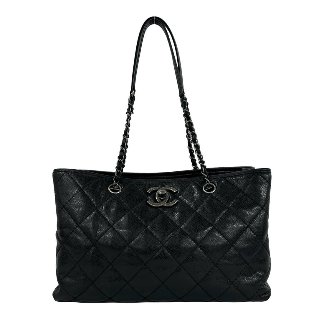 CHANEL Matelassé Coco Mark Caviar Skin Tote Bag Semi Shoulder Black 37403: --- Catalog ---Category: SizeSize (HxWxD): 21cm x 32cm x 13cm / 8.26'' x 12.59'' x 5.11''Category: DesignType: Shoulder bag, Tote bagColor: BlackGender: WomenMaterial: Grained Calfskin Category: Gener
