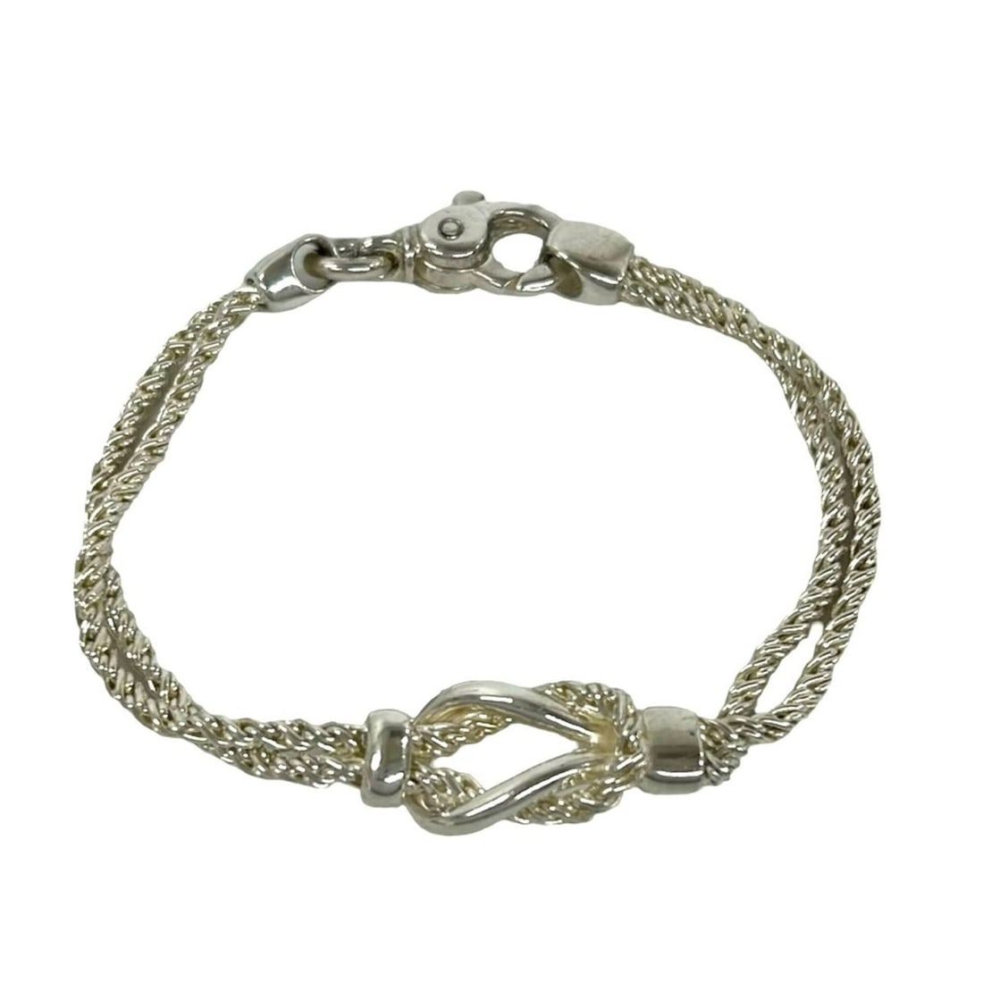 TIFFANY&Co. Tiffany Vintage Double Rope Center Knot Bracelet, Sterling Silver 925, 135-2: --- Catalog ---Category: SizeLength: 17.5cm / 6.88''Category: DesignType: Charm braceletColor: SilverGender: WomenMaterial: Silver 925Category: GeneralBrand: Tiffany--- Item List ---Section: Condition