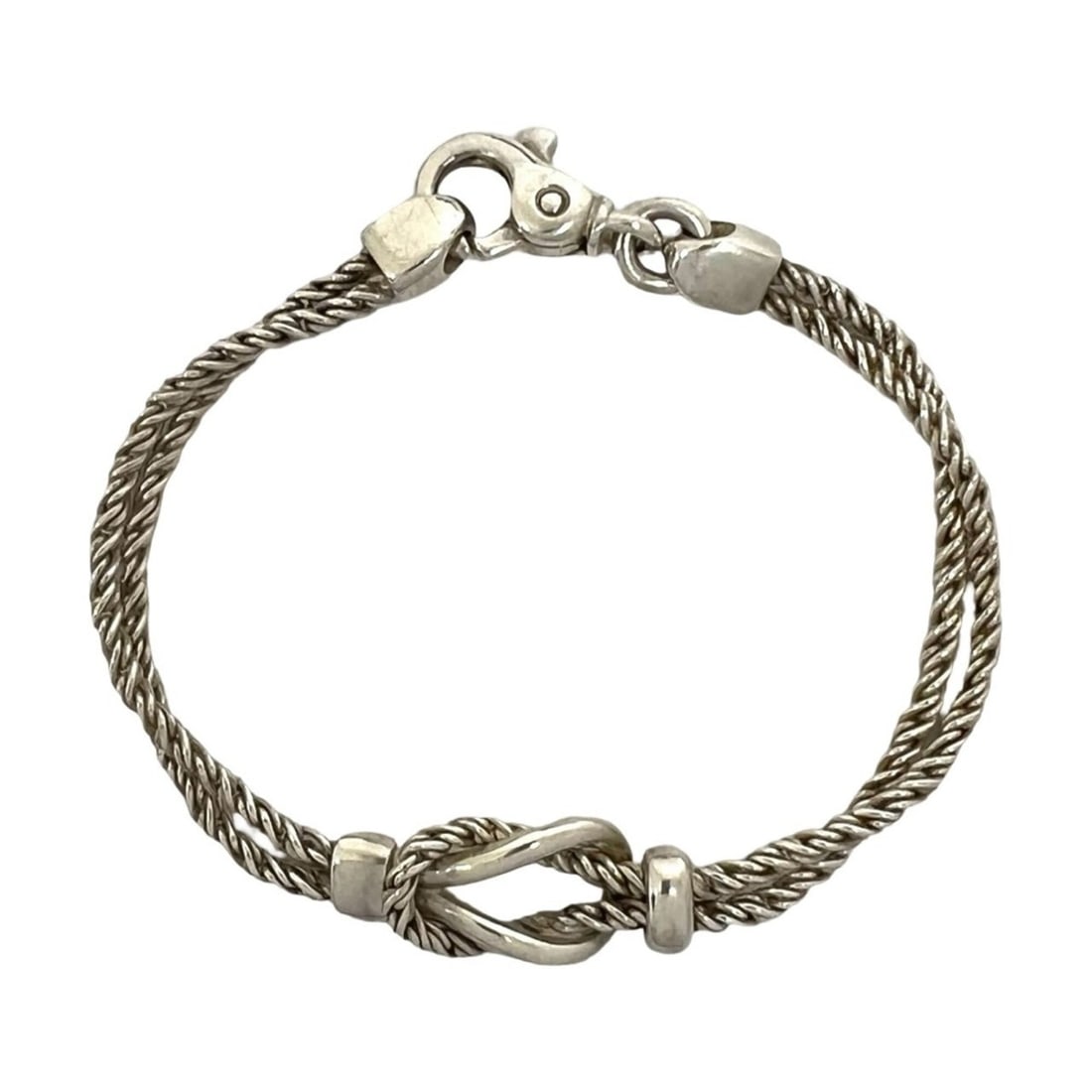 TIFFANY&Co. Tiffany Vintage Center Knot Double Rope Bracelet, Sterling Silver 925, Accessory, 135-1: --- Catalog ---Category: SizeLength: 17.5cm / 6.88''Category: DesignType: Charm braceletColor: SilverGender: WomenMaterial: Silver 925Category: GeneralBrand: Tiffany--- Item List ---Section: Condition