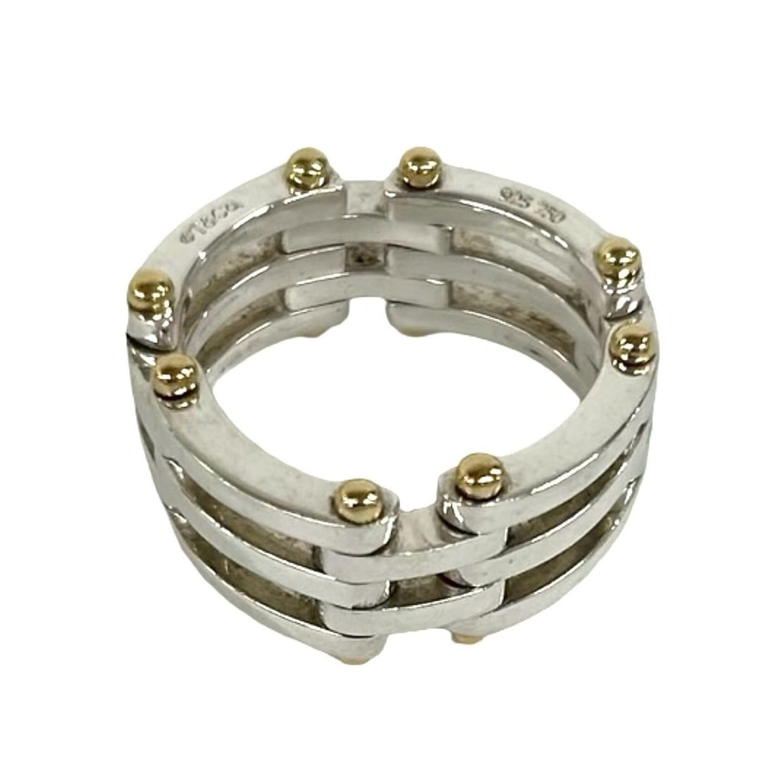 TIFFANY&Co. Tiffany Gate Ring, Sterling Silver 925, 18K Yellow Gold, Accessory, Silver, 42780: --- Catalog ---Category: SizeJP Size: 17.5US Size: 8.5Category: DesignType: Band ringColor: Gold, SilverGender: WomenMaterial: Silver 925, Yellow gold (18K)Category: GeneralBrand: Tiffany--- Item List