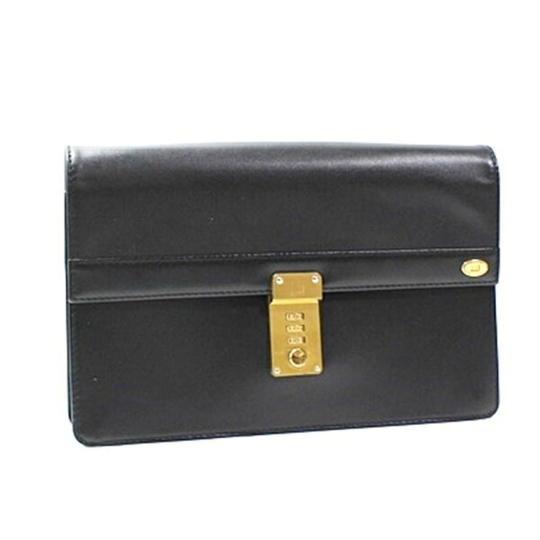 Dunhill Second Bag Clutch with Dial Lock, Leather, Black, Men's: --- Catalog ---Category: SizeSize (HxWxD): 17.5cm x 27cm x 6cm / 6.88'' x 10.62'' x 2.36''Category: DesignType: Clutch bagColor: Beige, BlackGender: Men,WomenMaterial: Leather Category: GeneralBrand: 