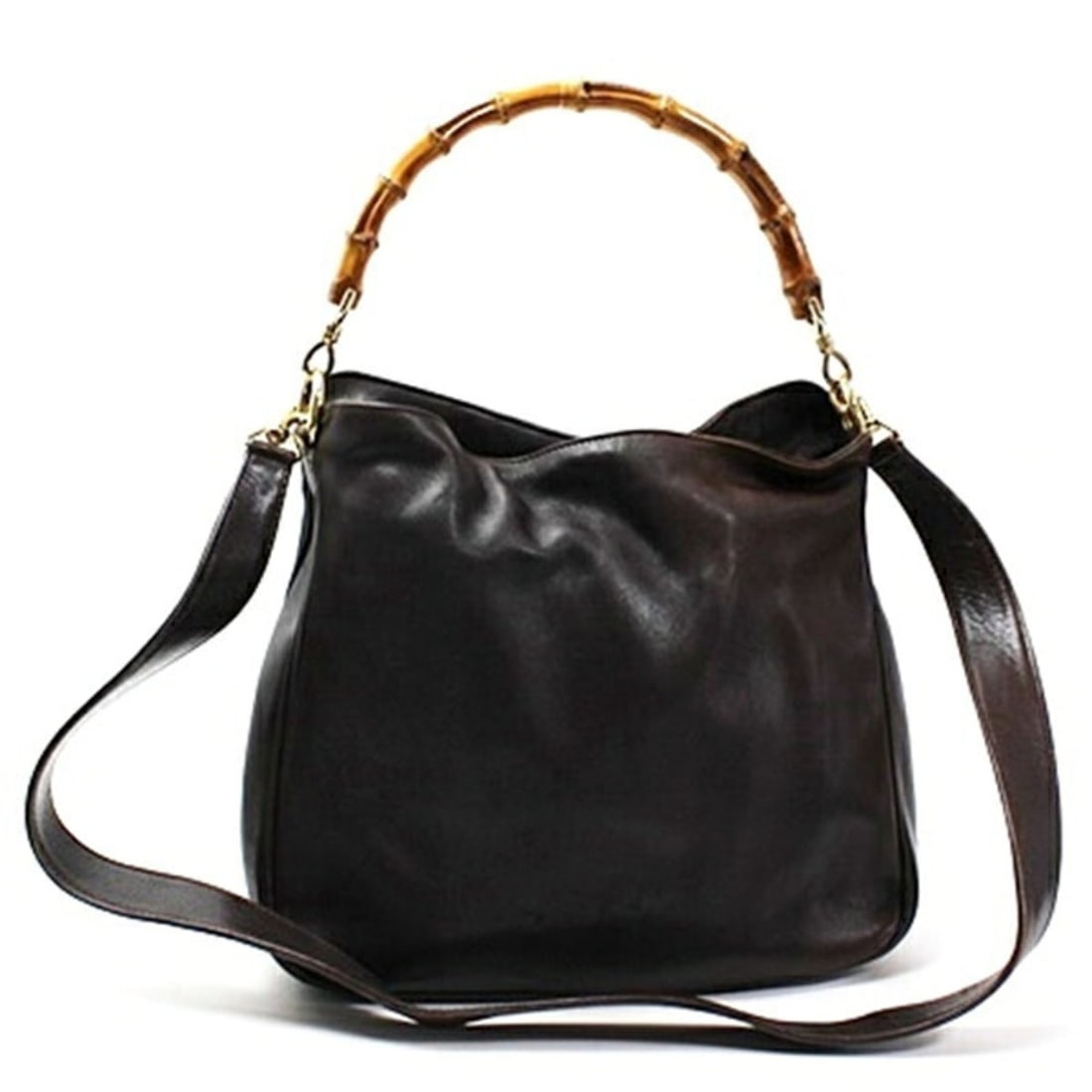 Gucci Bamboo Shoulder Bag, Leather, Brown, GUCCI, Women's,: --- Catalog ---Category: SizeSize (HxWxD): 25cm x 30cm x 8cm / 9.84'' x 11.81'' x 3.14''Category: DesignType: Shoulder bagColor: Brown, GrayGender: Men,WomenMaterial: Leather Category: GeneralBrand: G