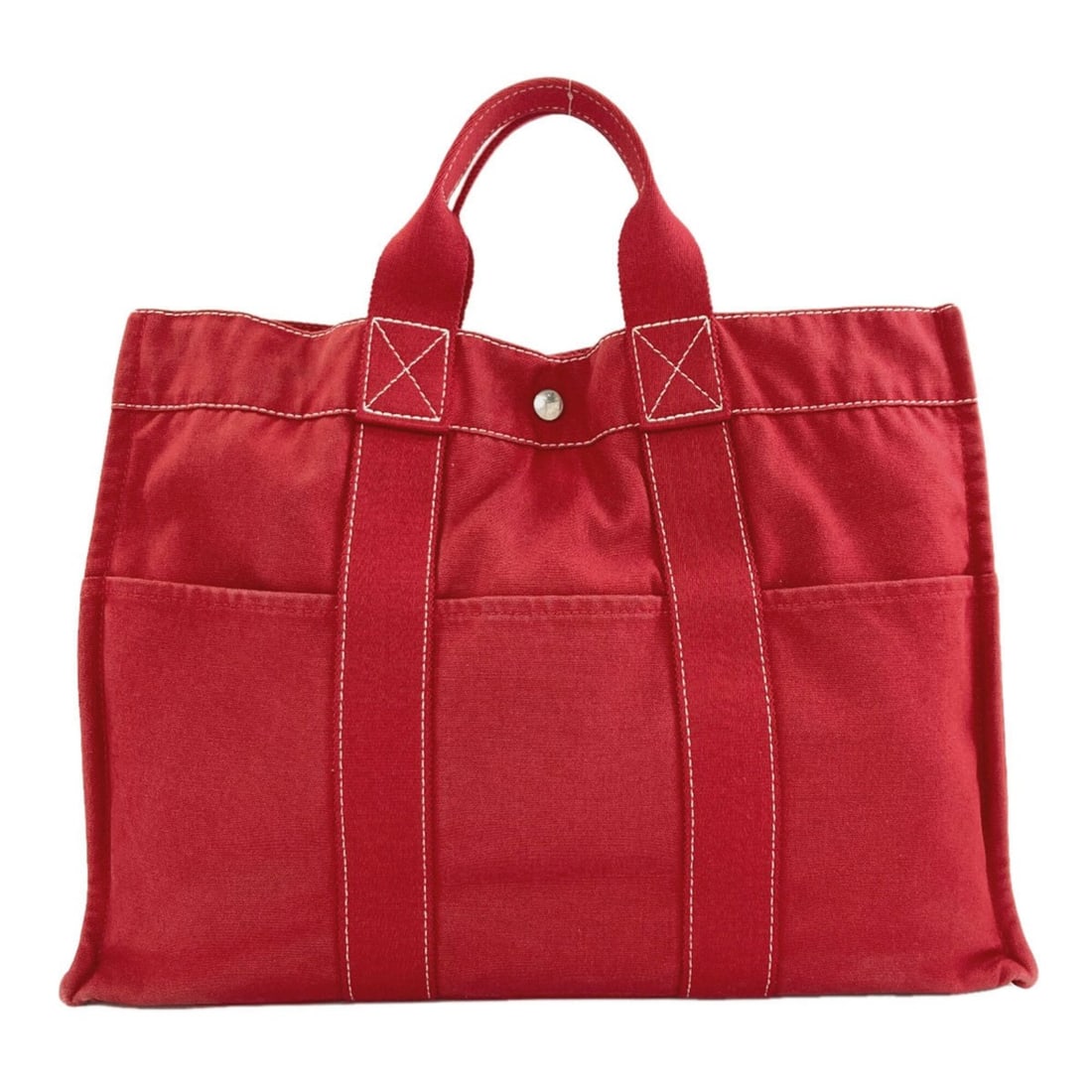 Hermes Deauville handbag, canvas, women's.: --- Catalog ---Category: SizeSize (HxWxD): 30.5cm x 42.5cm x 10cm / 12'' x 16.73'' x 3.93''Handle Length: 25.5cm / 10.03''Category: DesignType: HandbagColor: Red colorGender: WomenMaterial: Canvas Cat